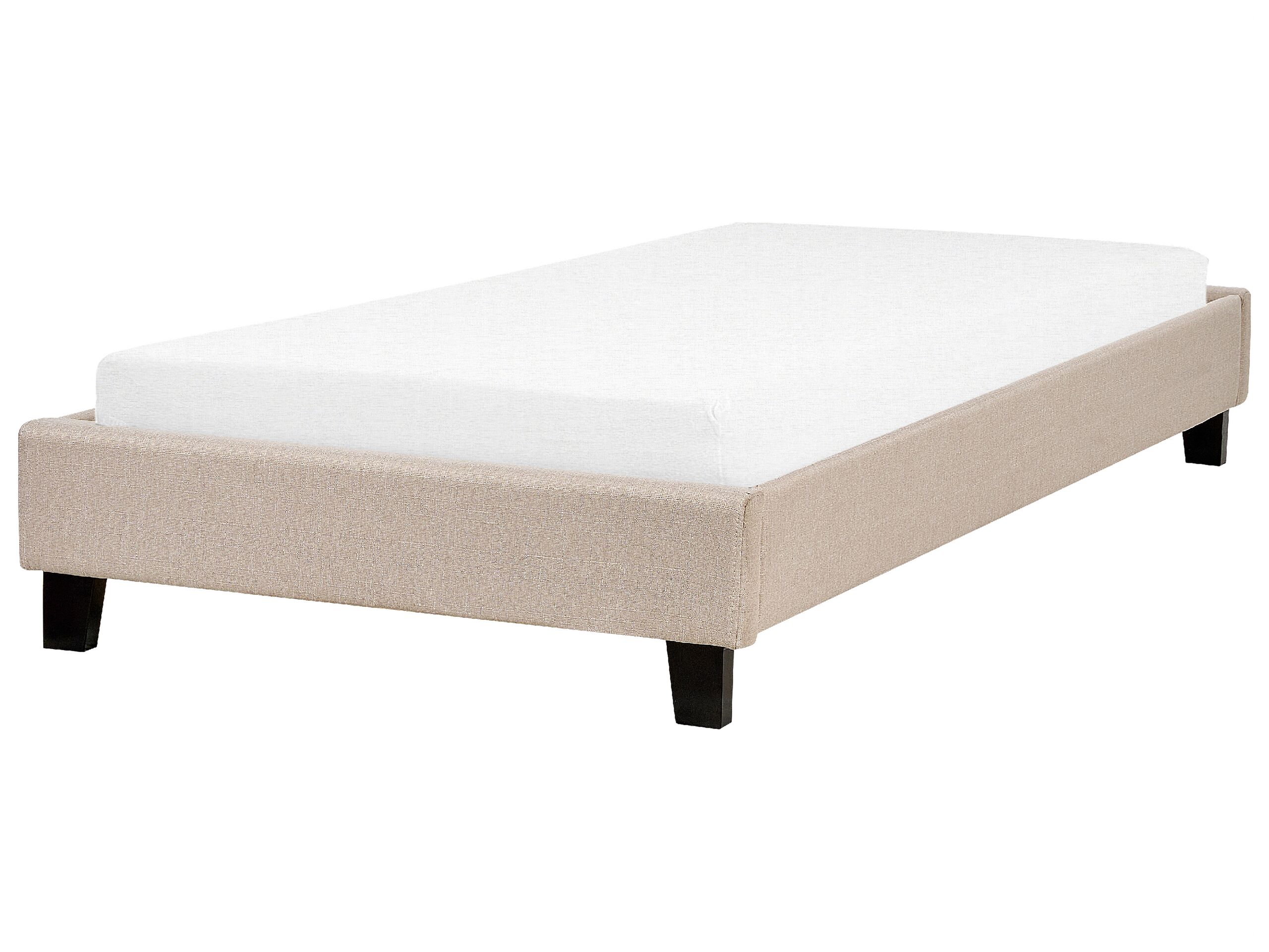 Fabric EU Single Size Bed Beige ROANNE - Gemini Interiors
