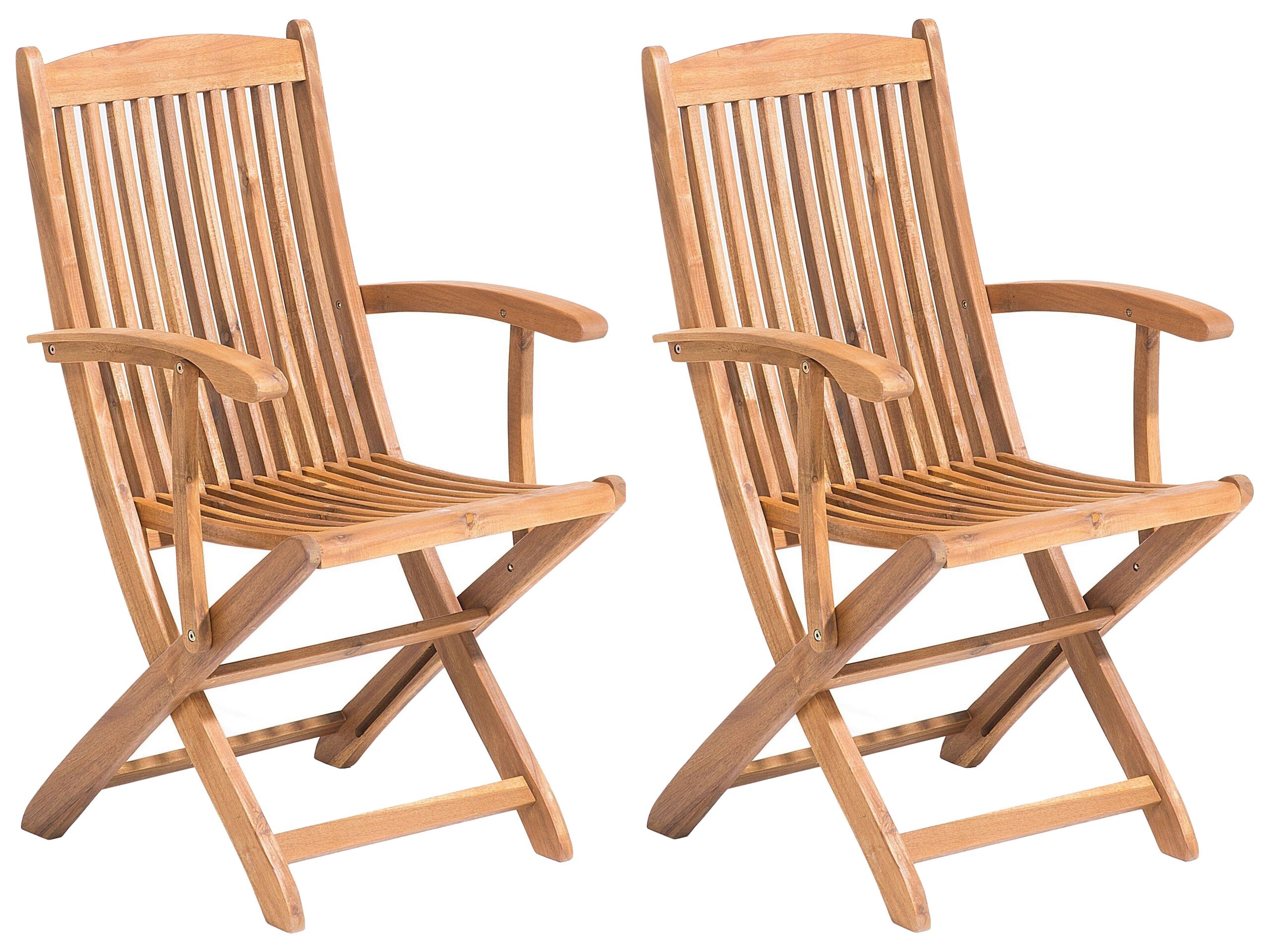 Set of 2 Garden Folding Chairs Light Wood MAUI - Gemini Interiors