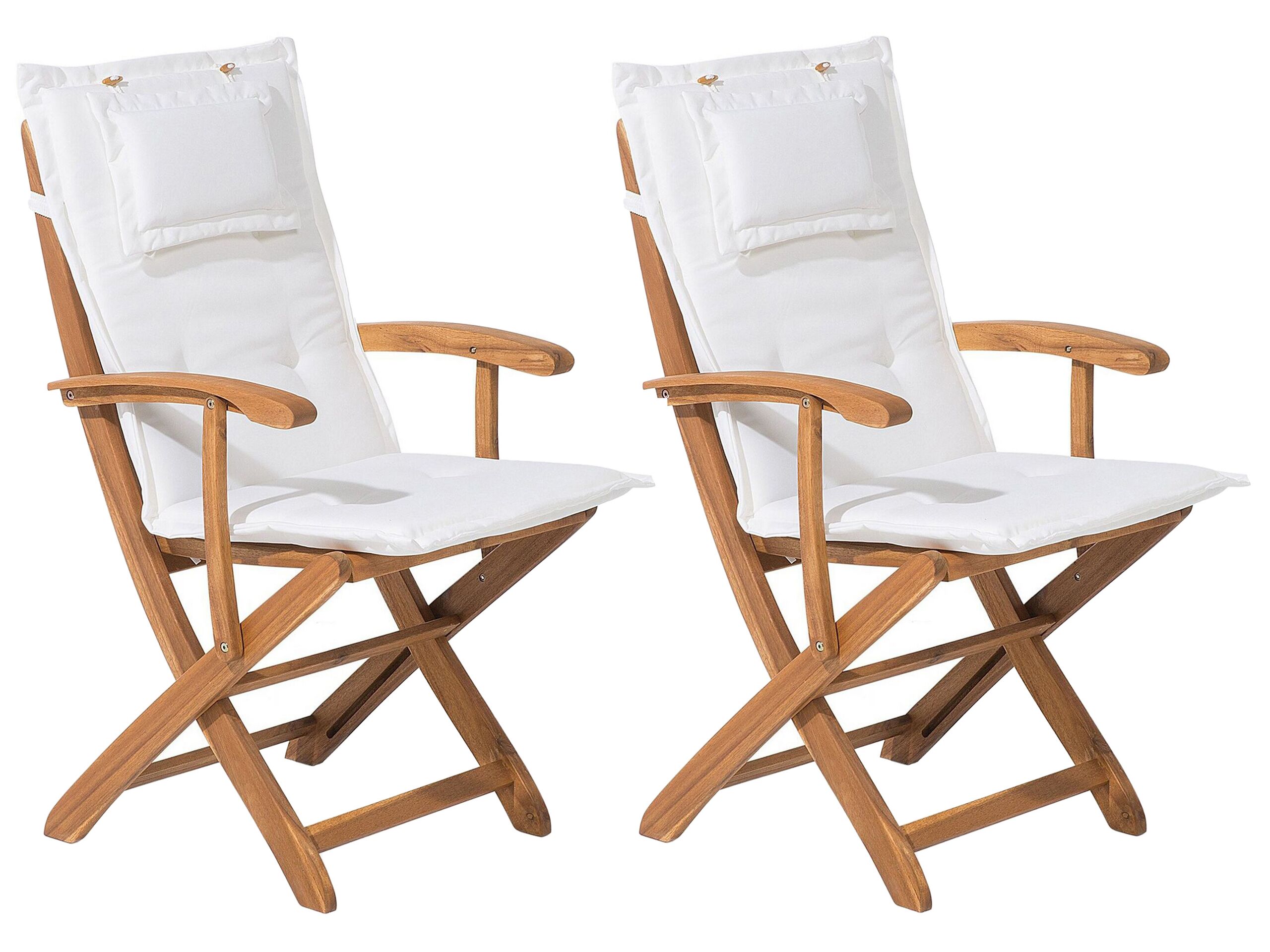 Set of 2 Garden Dining Chairs with Off-White Cushion MAUI - Gemini Interiors