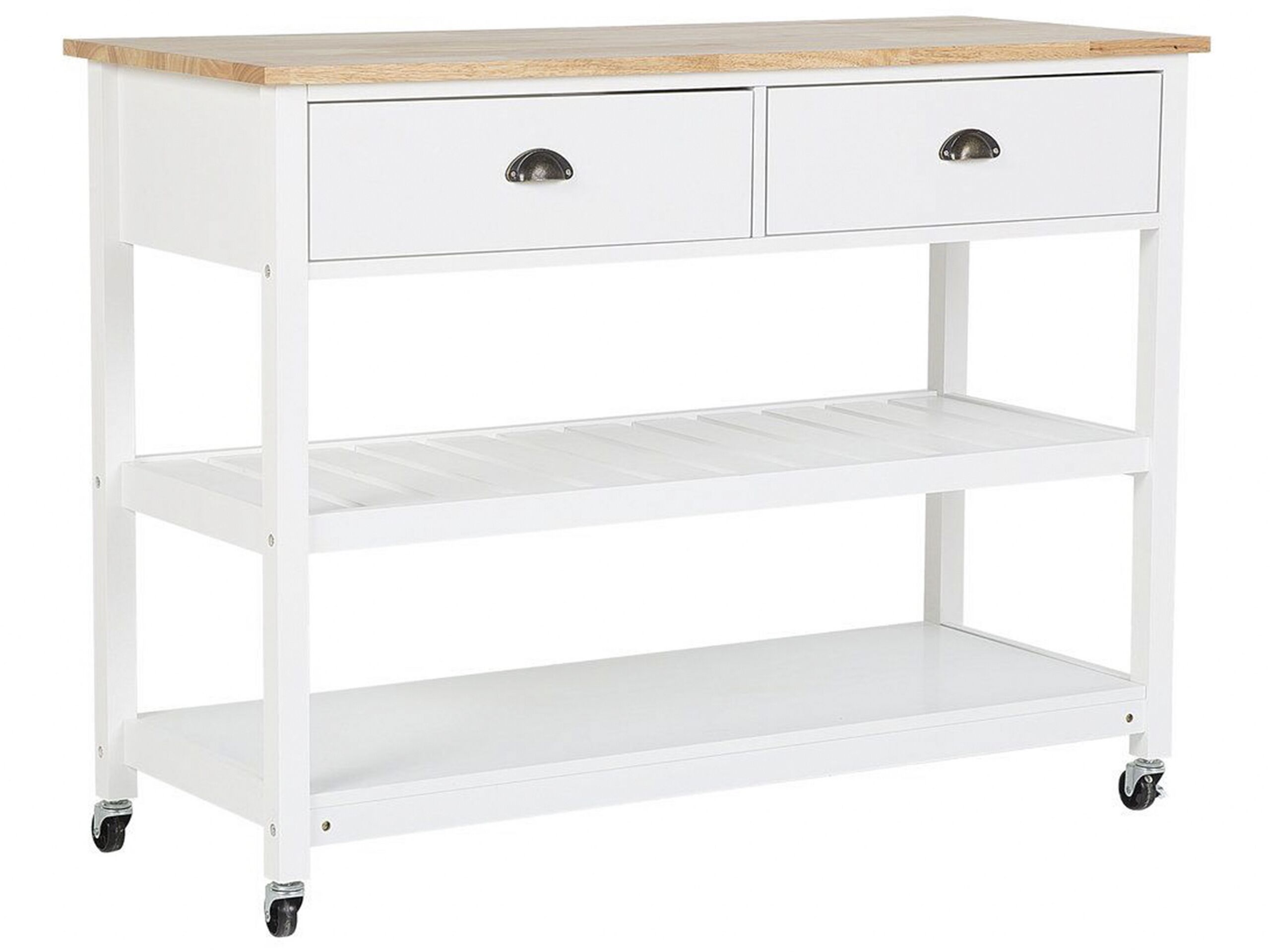 2 Drawer Kitchen Trolley White NAVARINO - Gemini Interiors