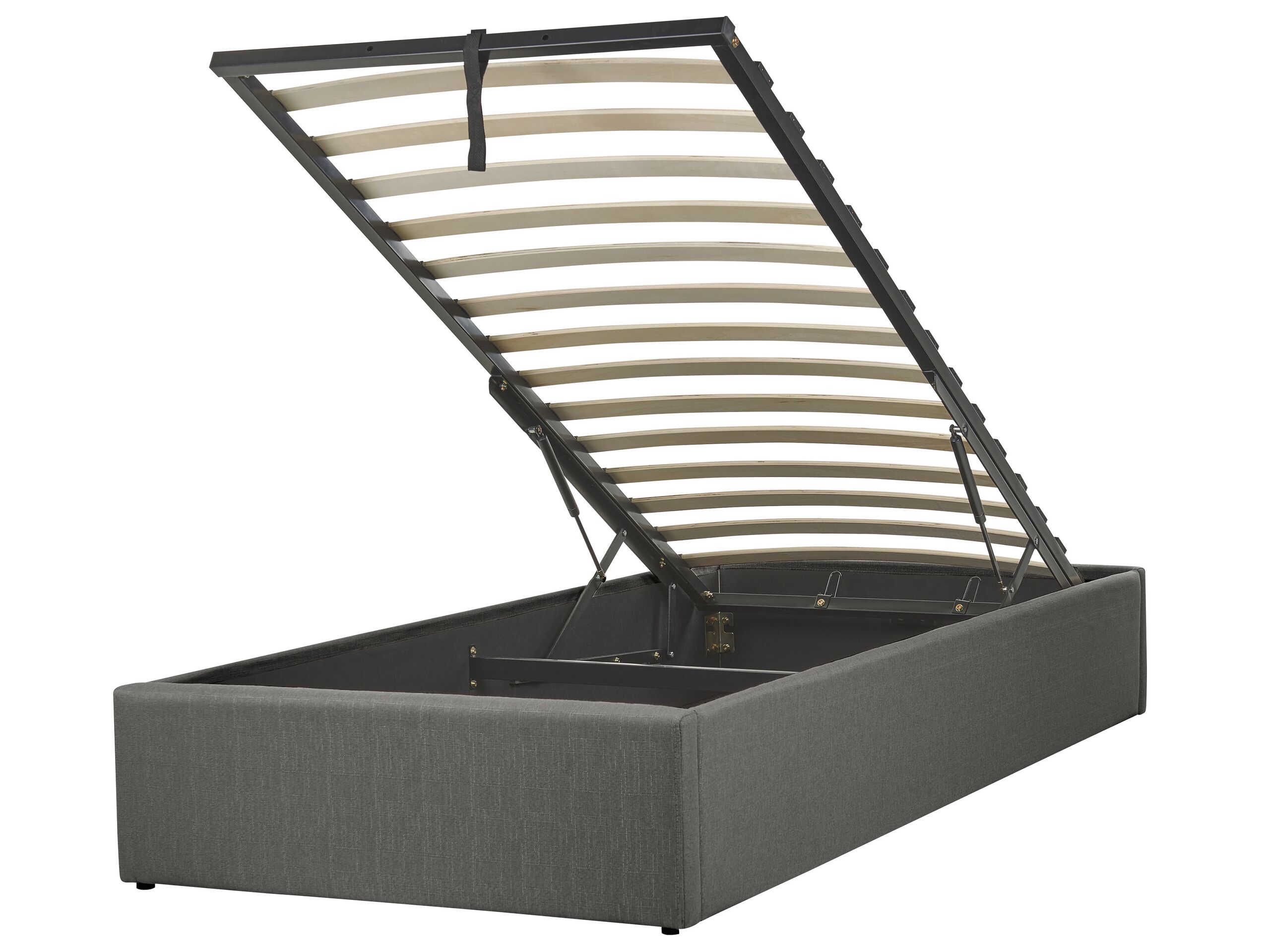 Fabric EU Single Size Ottoman Bed Grey DINAN - Gemini Interiors