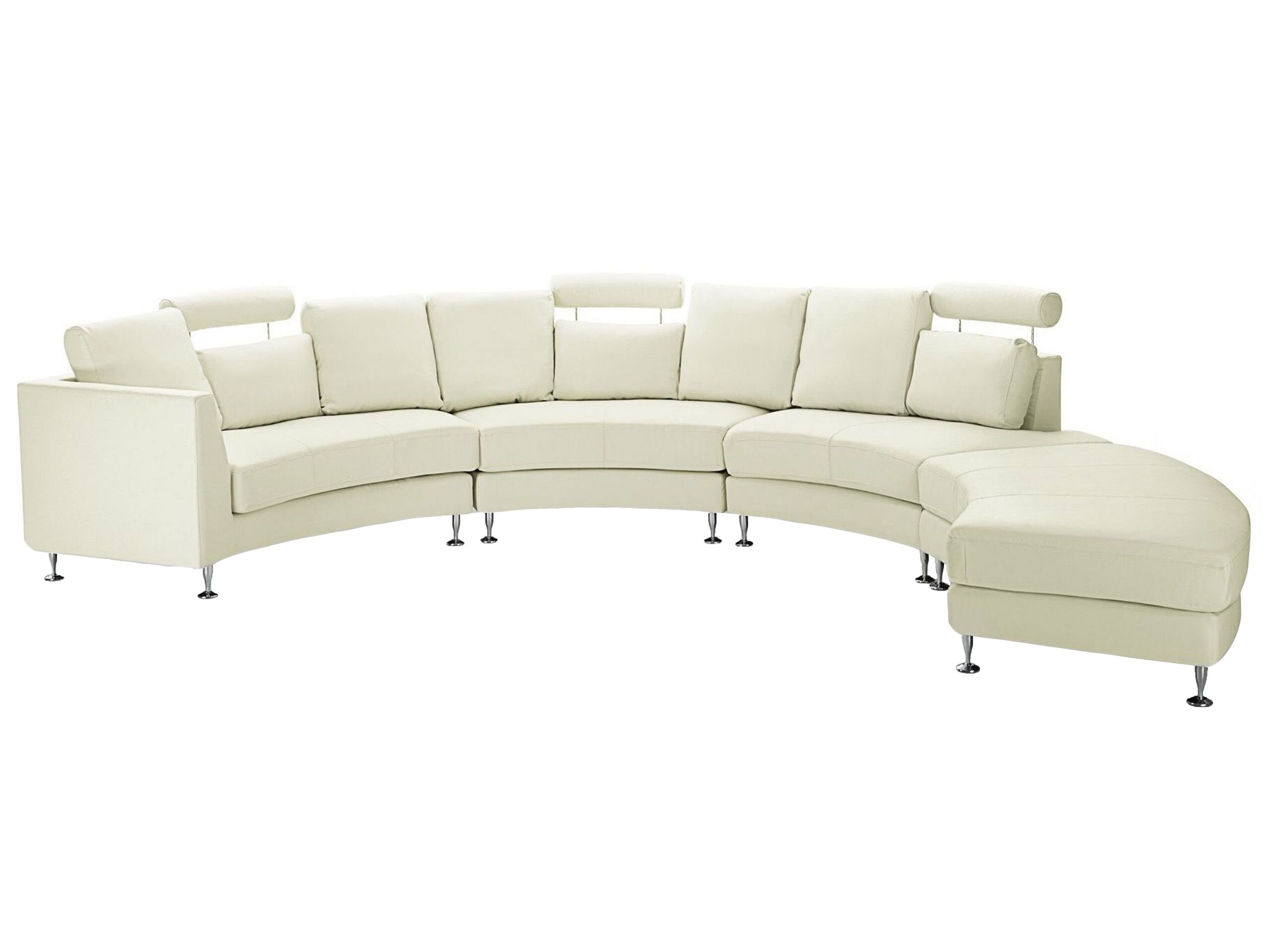 7 Seater Curved Leather Modular Sofa Cream Beige ROTUNDE - Gemini Interiors