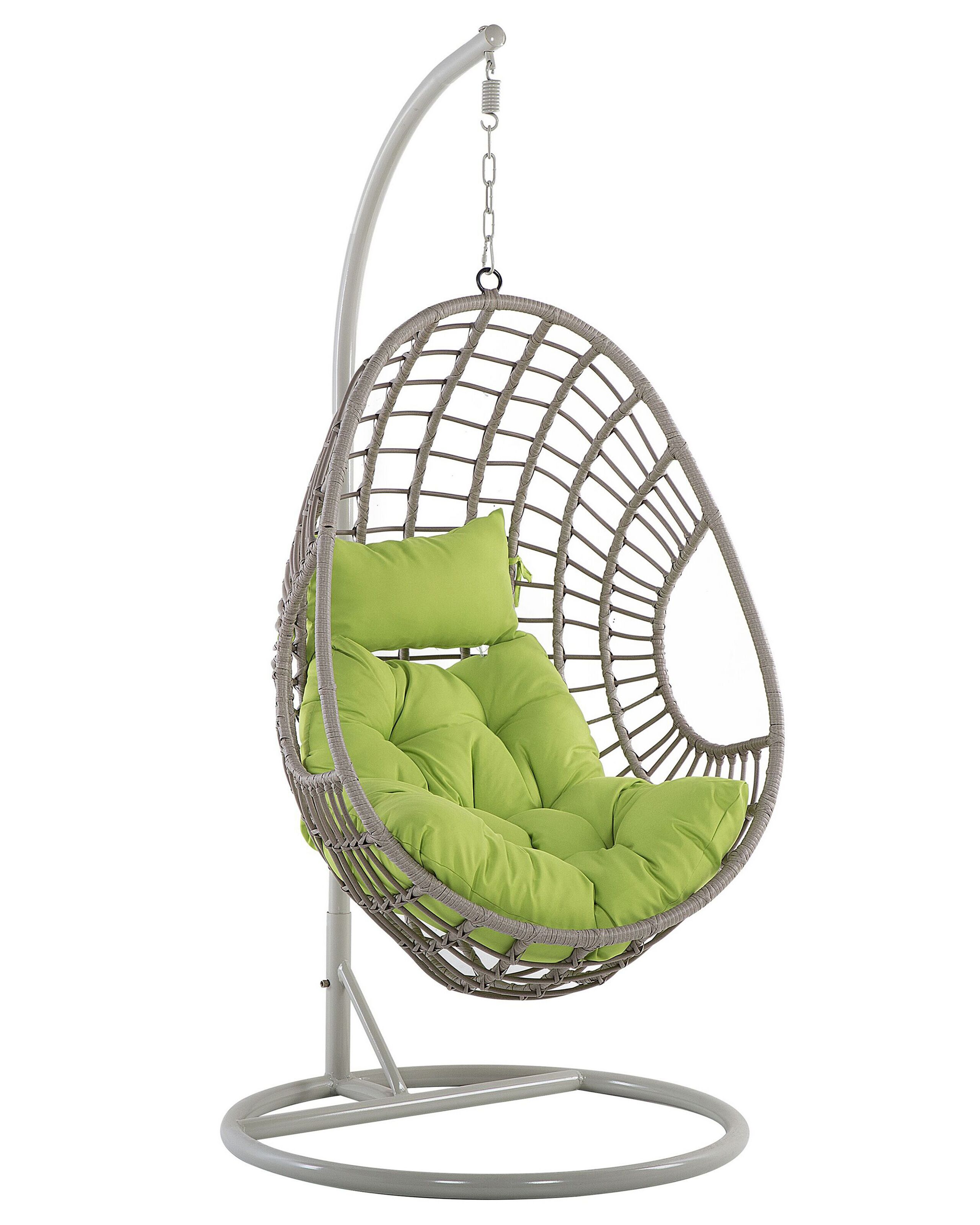 PE Rattan Hanging Chair with Stand Taupe Beige ARPINO - Gemini Interiors