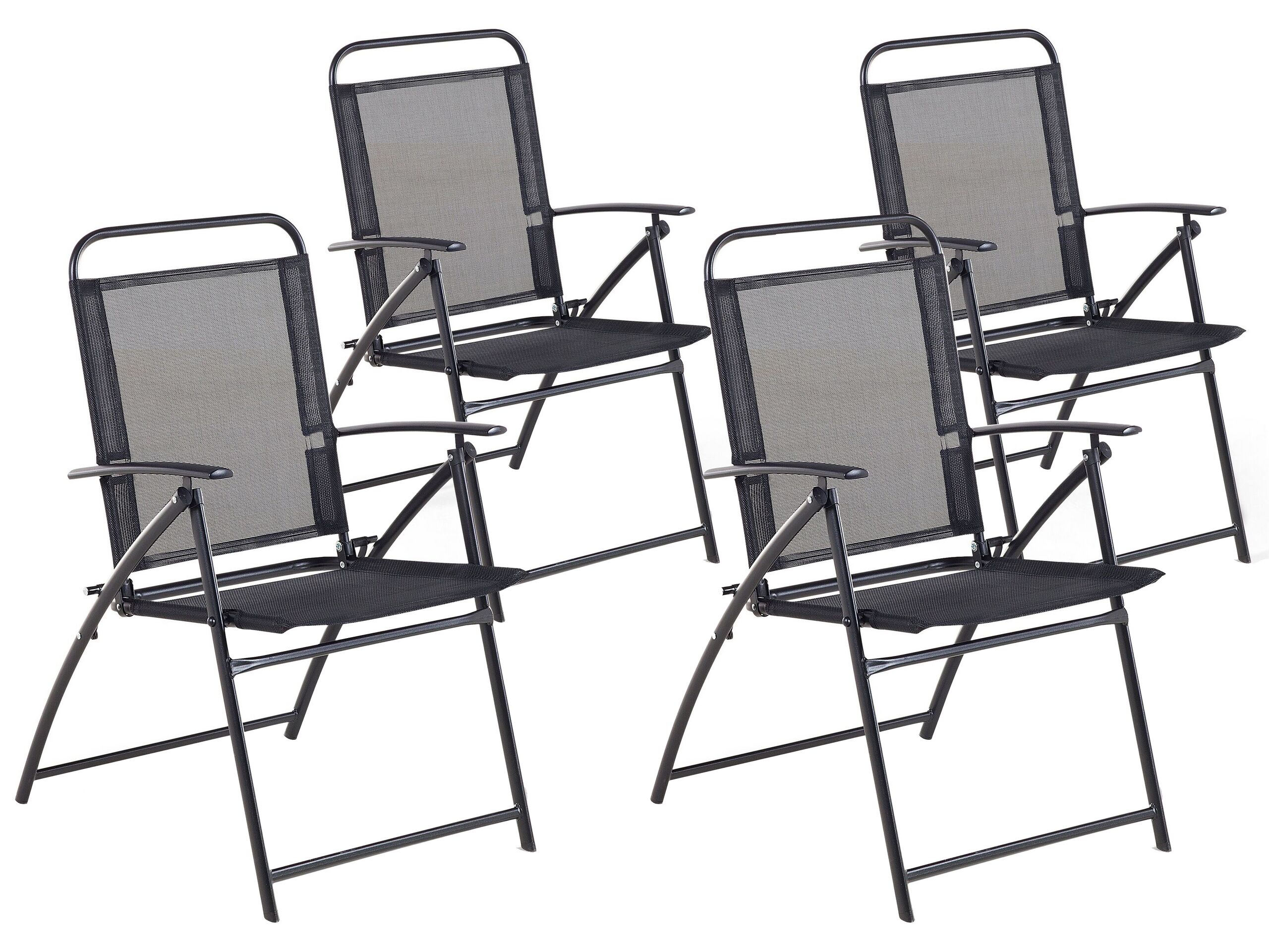 Set of 4 Garden Folding Chairs Black LIVO - Gemini Interiors