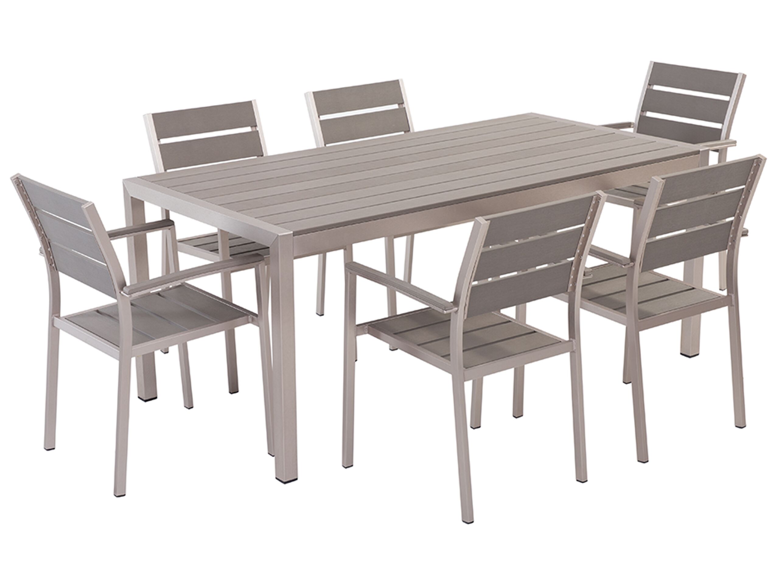6 Seater Aluminium Garden Dining Set Grey VERNIO - Gemini Interiors