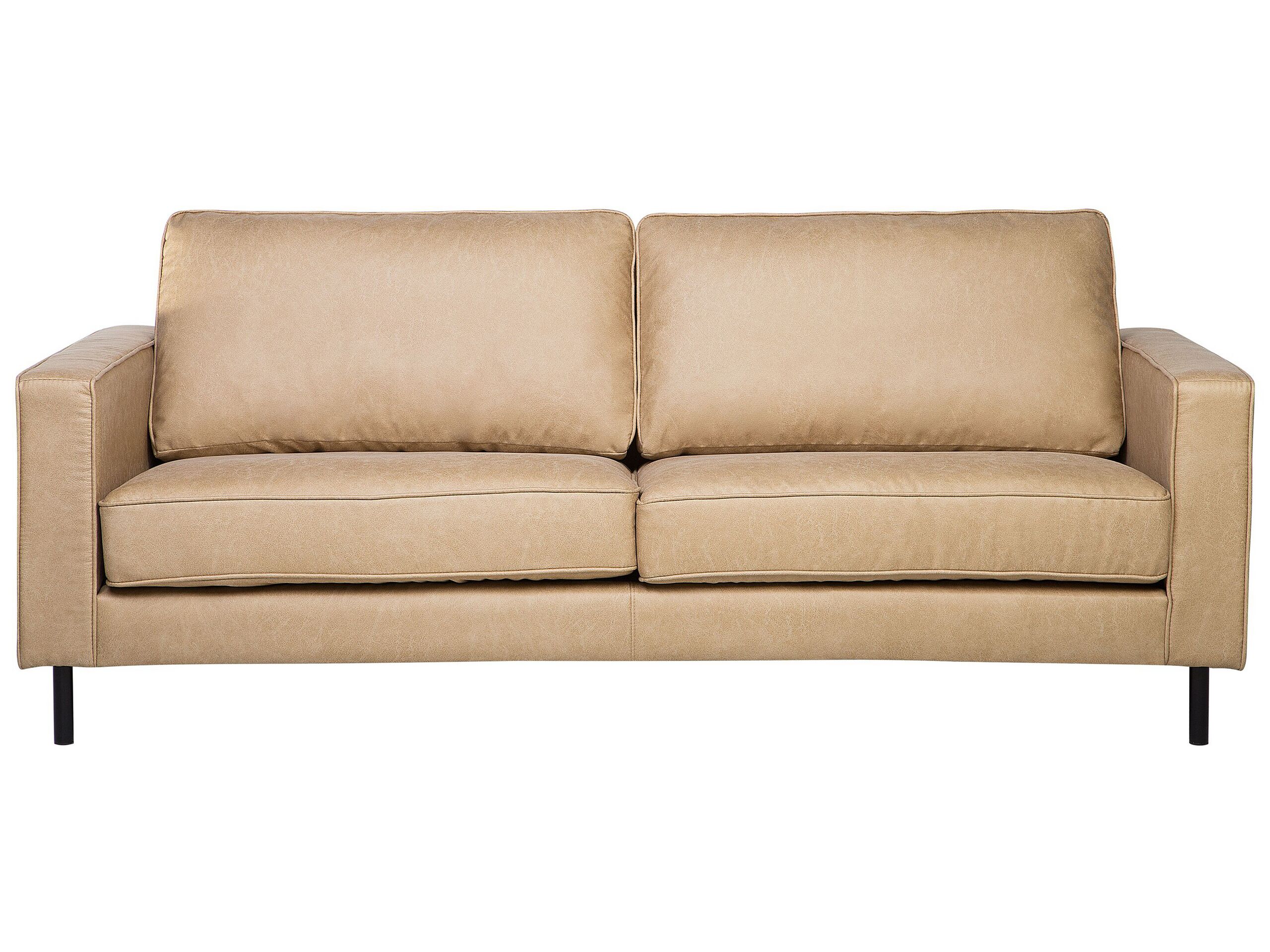 3 Seater Faux Leather Sofa Beige SAVALEN - Gemini Interiors