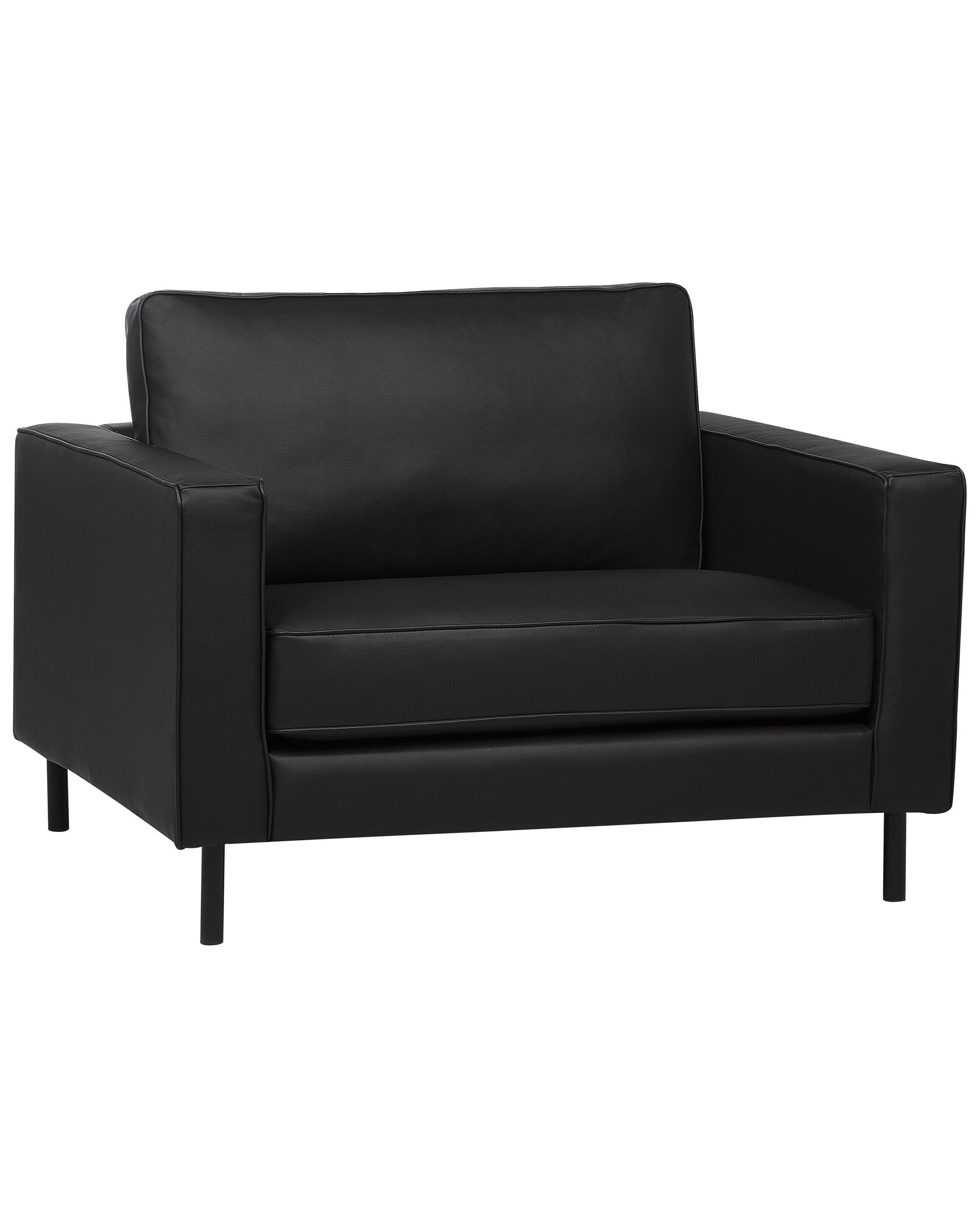 Leather Armchair Black SAVALEN - Gemini Interiors