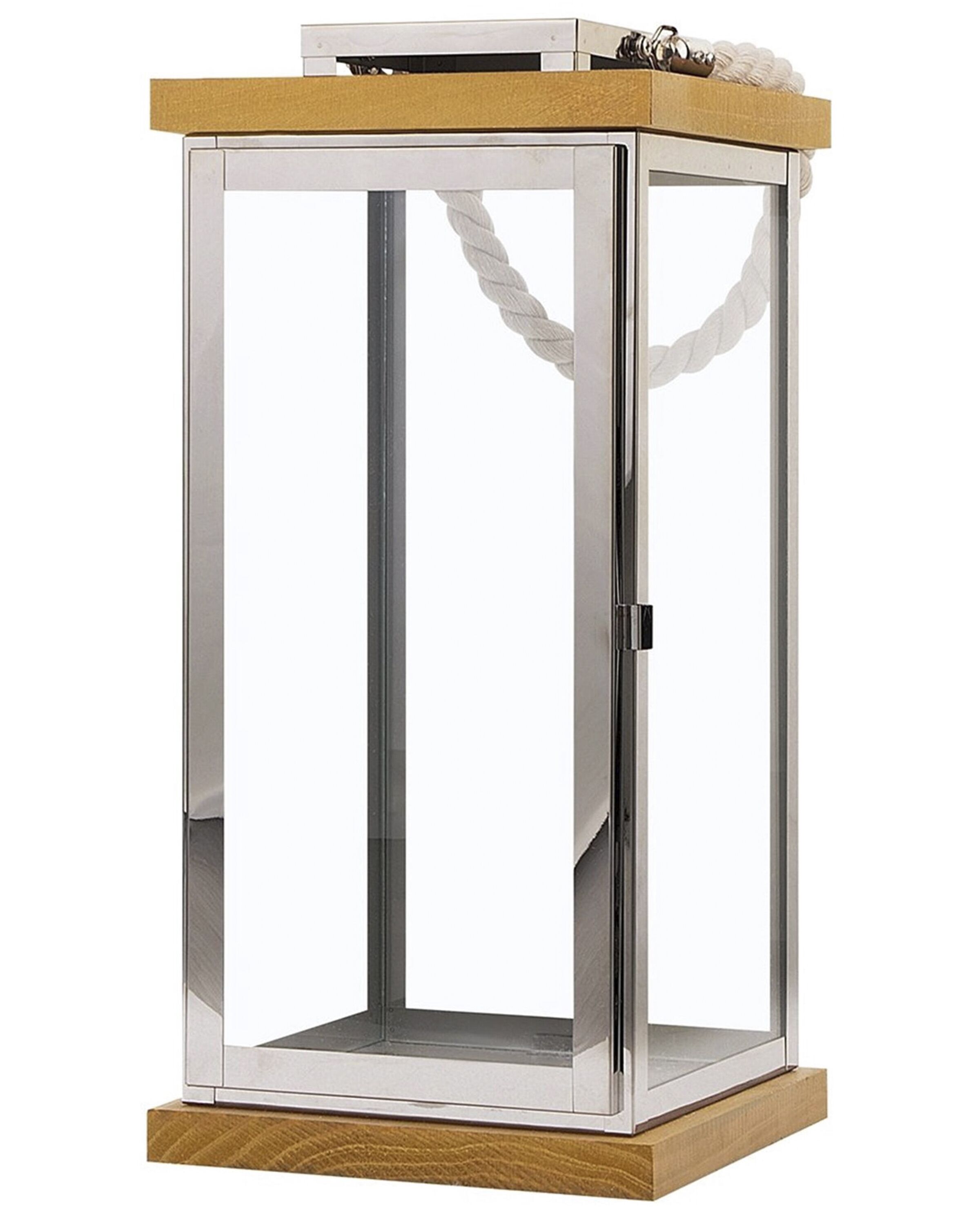 Glass Candle Lantern 41 cm Silver BORNEO - Gemini Interiors