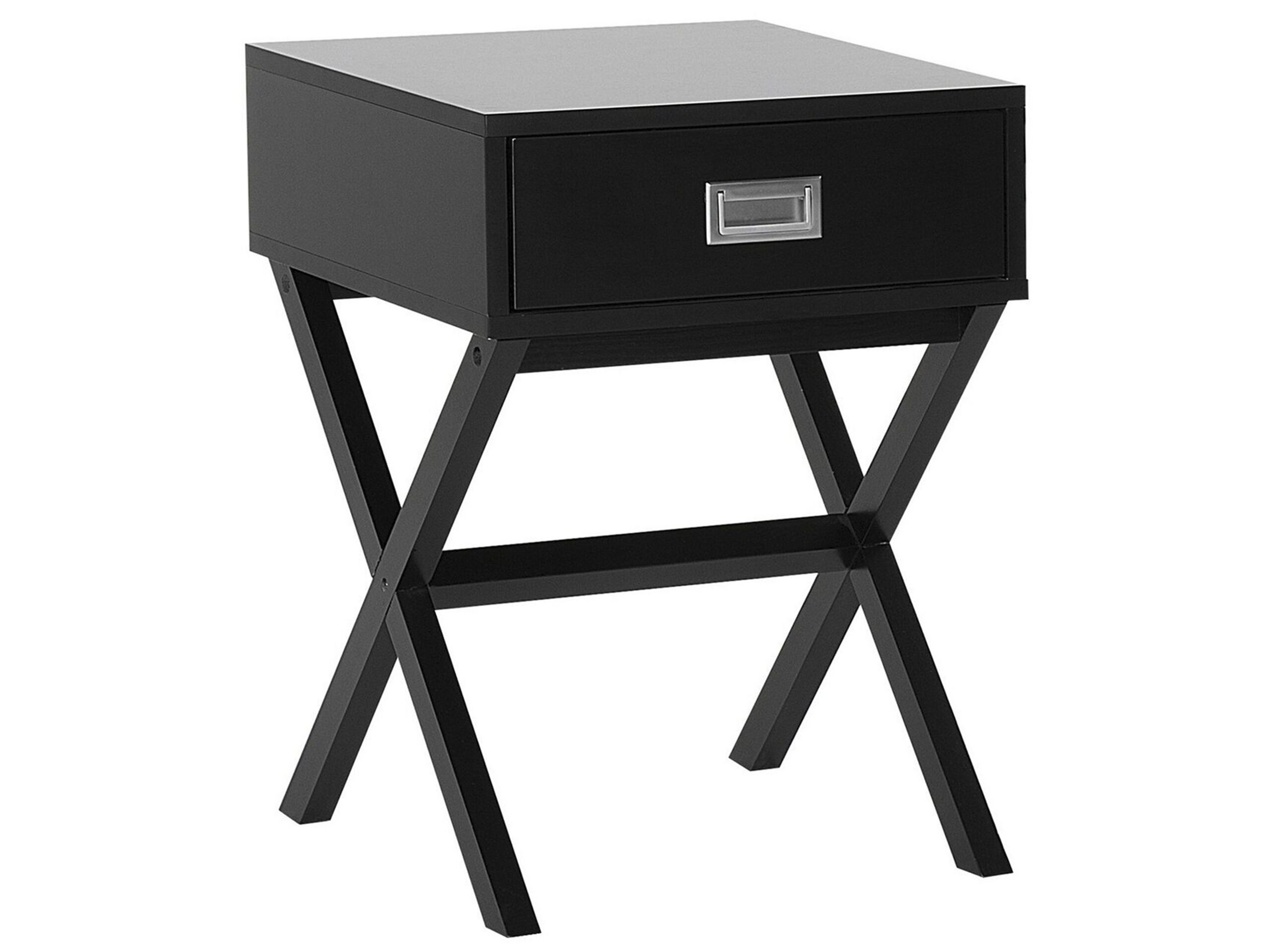 Bedside Table - CLACTON 1 Drawer Nightstand Black 40cm - Gemini Interiors