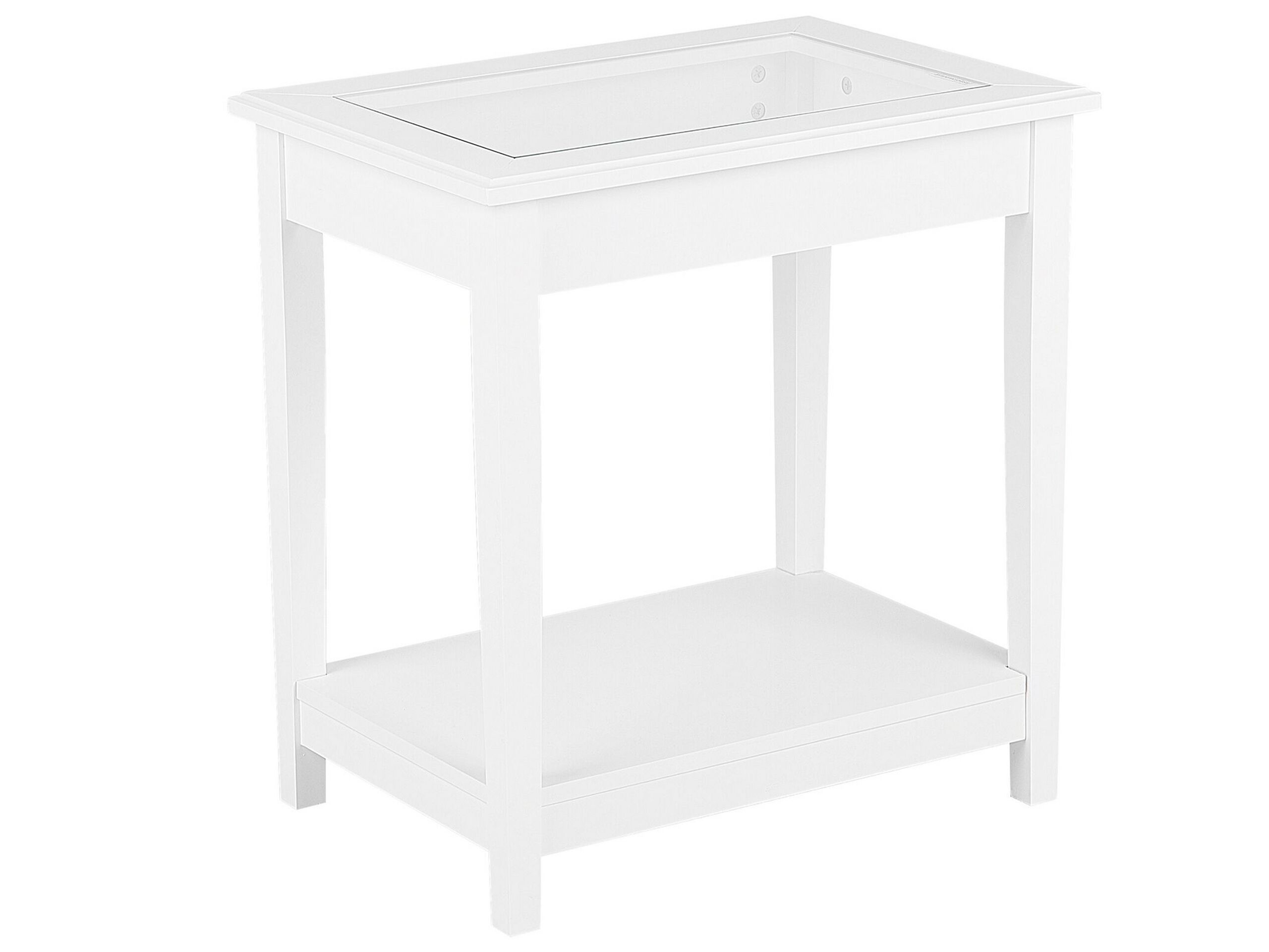 End Table with Glass Top White ATTU - Gemini Interiors