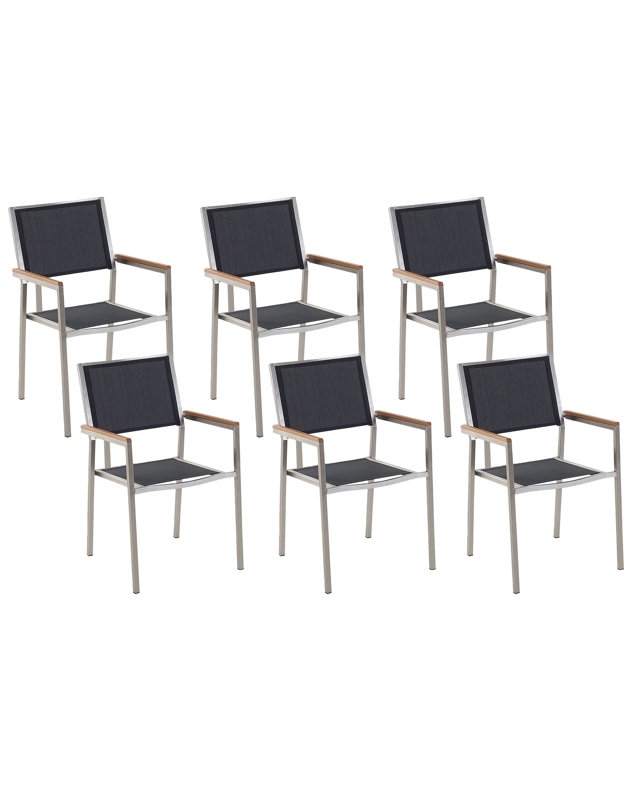 Set of 6 Garden Chairs Black GROSSETO - Gemini Interiors