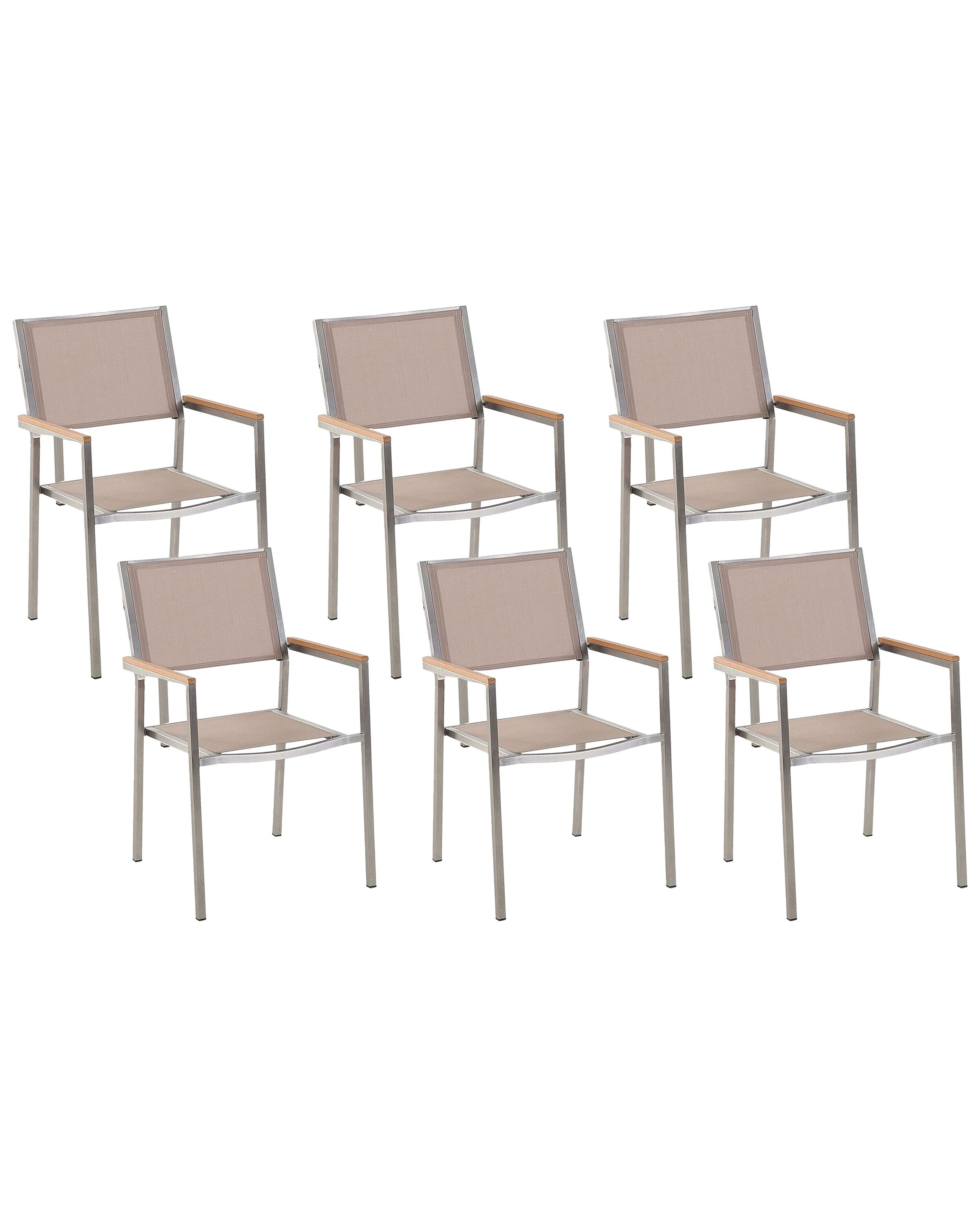 Set of 6 Garden Chairs Beige GROSSETO - Gemini Interiors