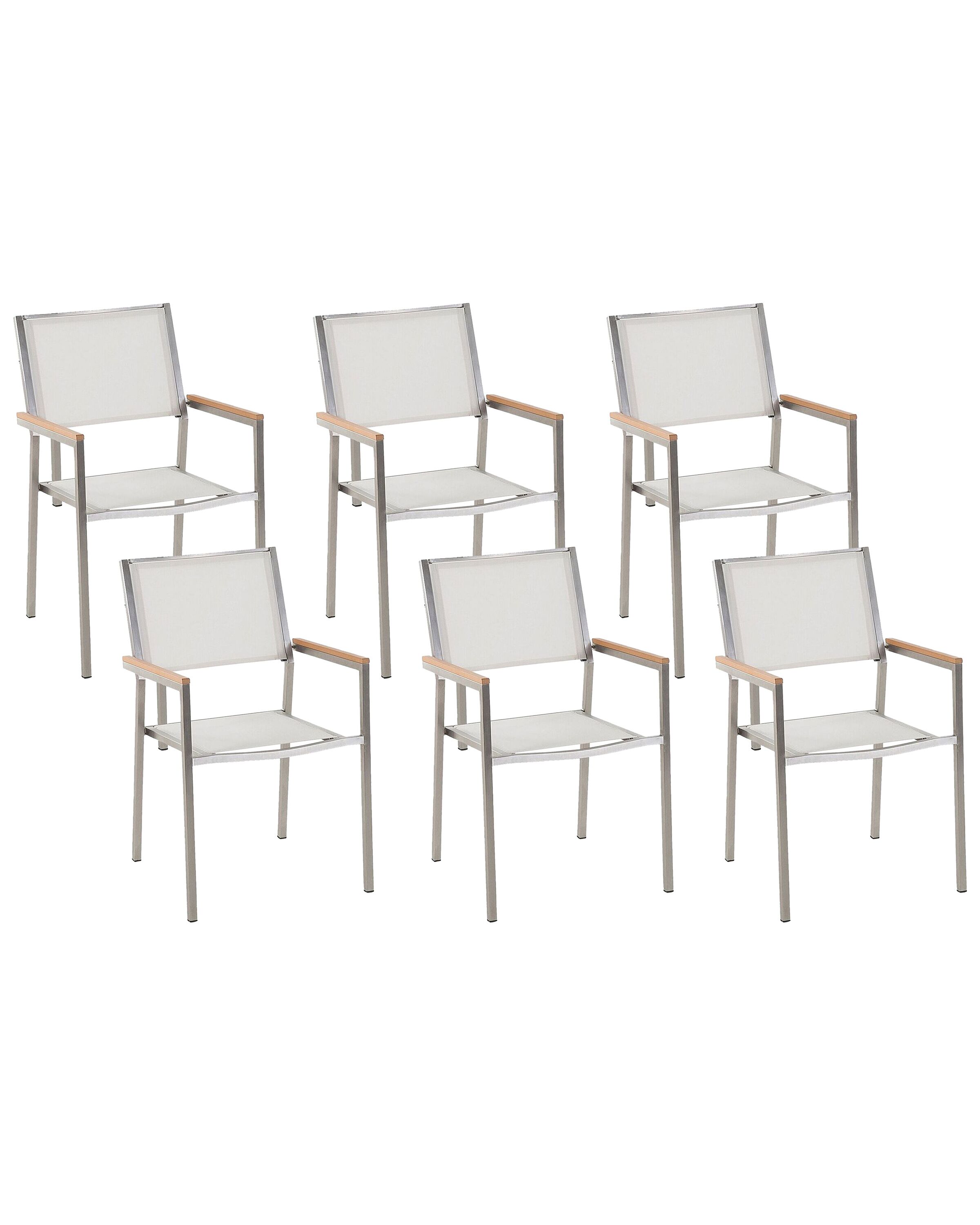 Set of 6 Garden Chairs White GROSSETO - Gemini Interiors