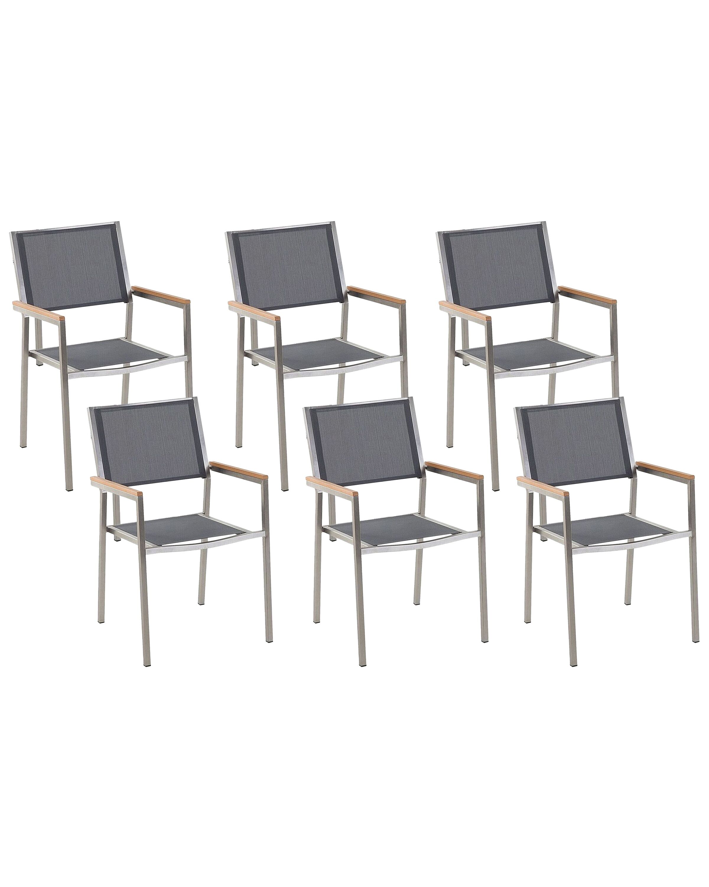 Set of 6 Garden Chairs Grey GROSSETO - Gemini Interiors