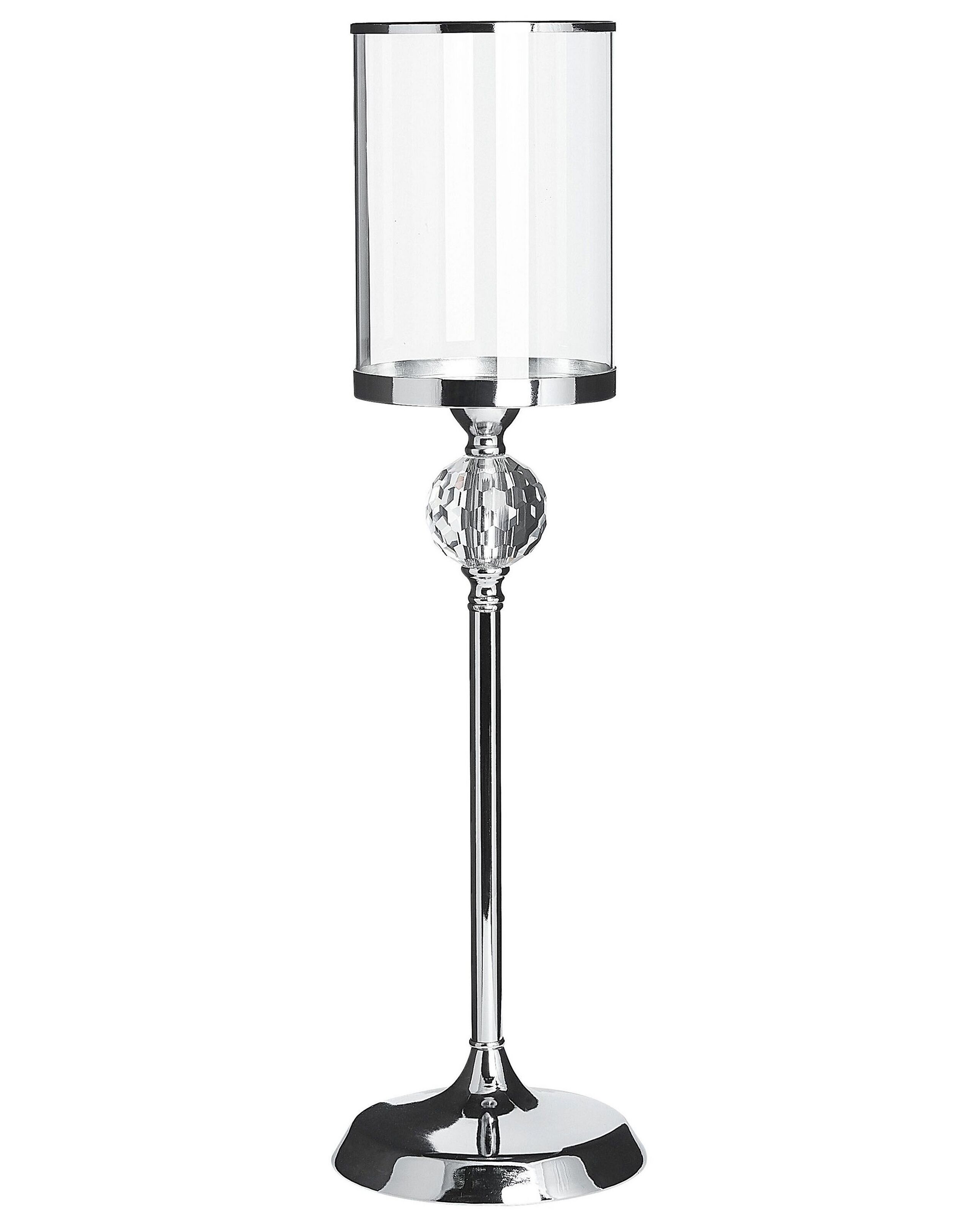 Glass Hurricane Candle Holder 58 cm Silver COTUI - Gemini Interiors