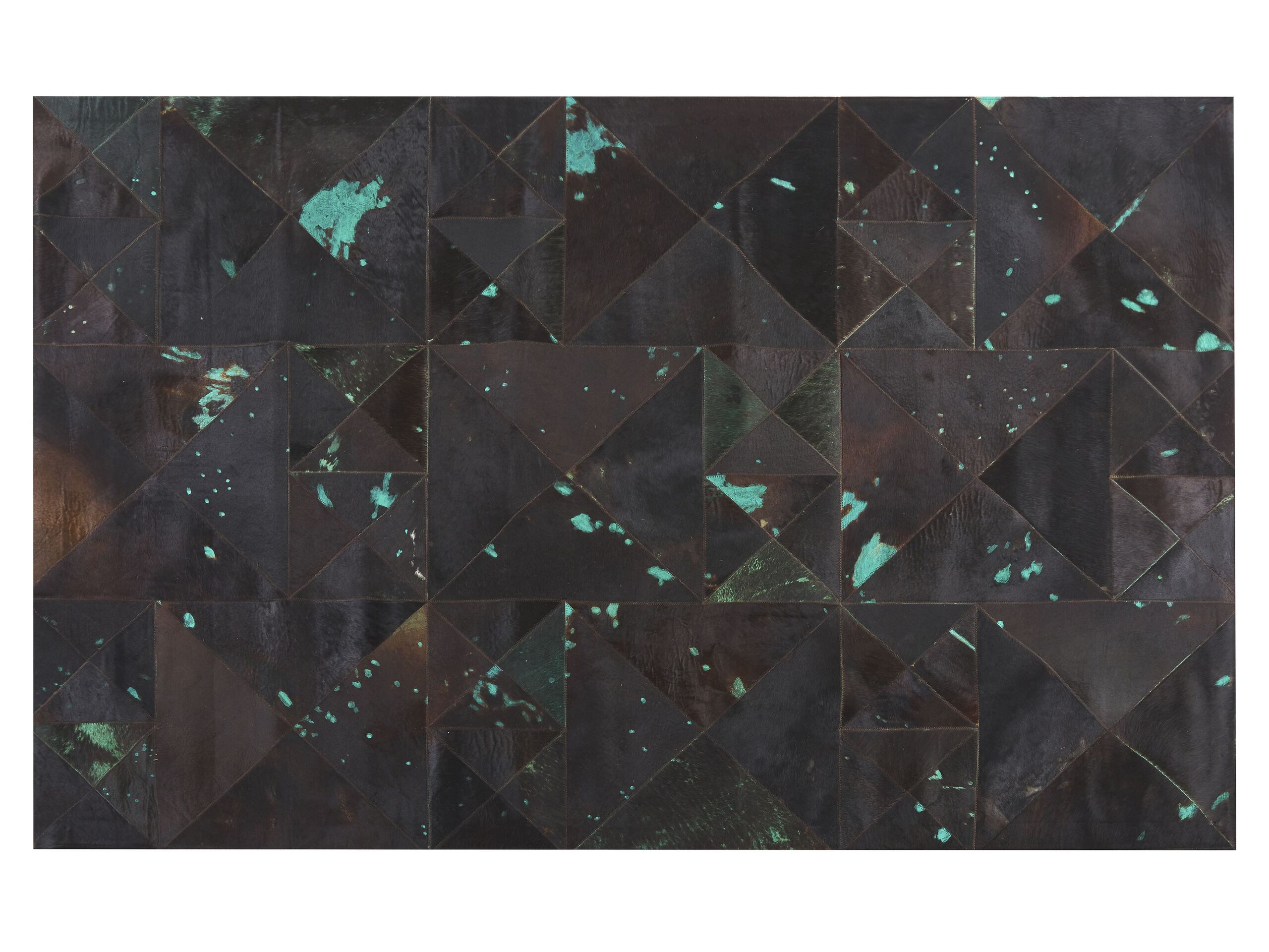 Cowhide Area Rug 140x200cm Brown with Turquoise - Gemini Interiors