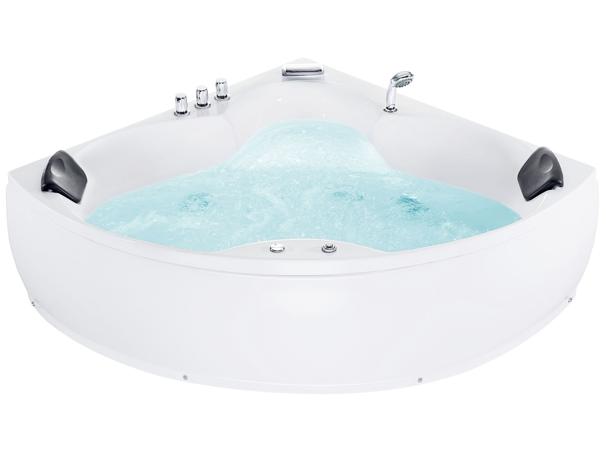 Whirlpool Corner Bath with LED 2500 x 1500 mm White SENADO - Gemini Interiors