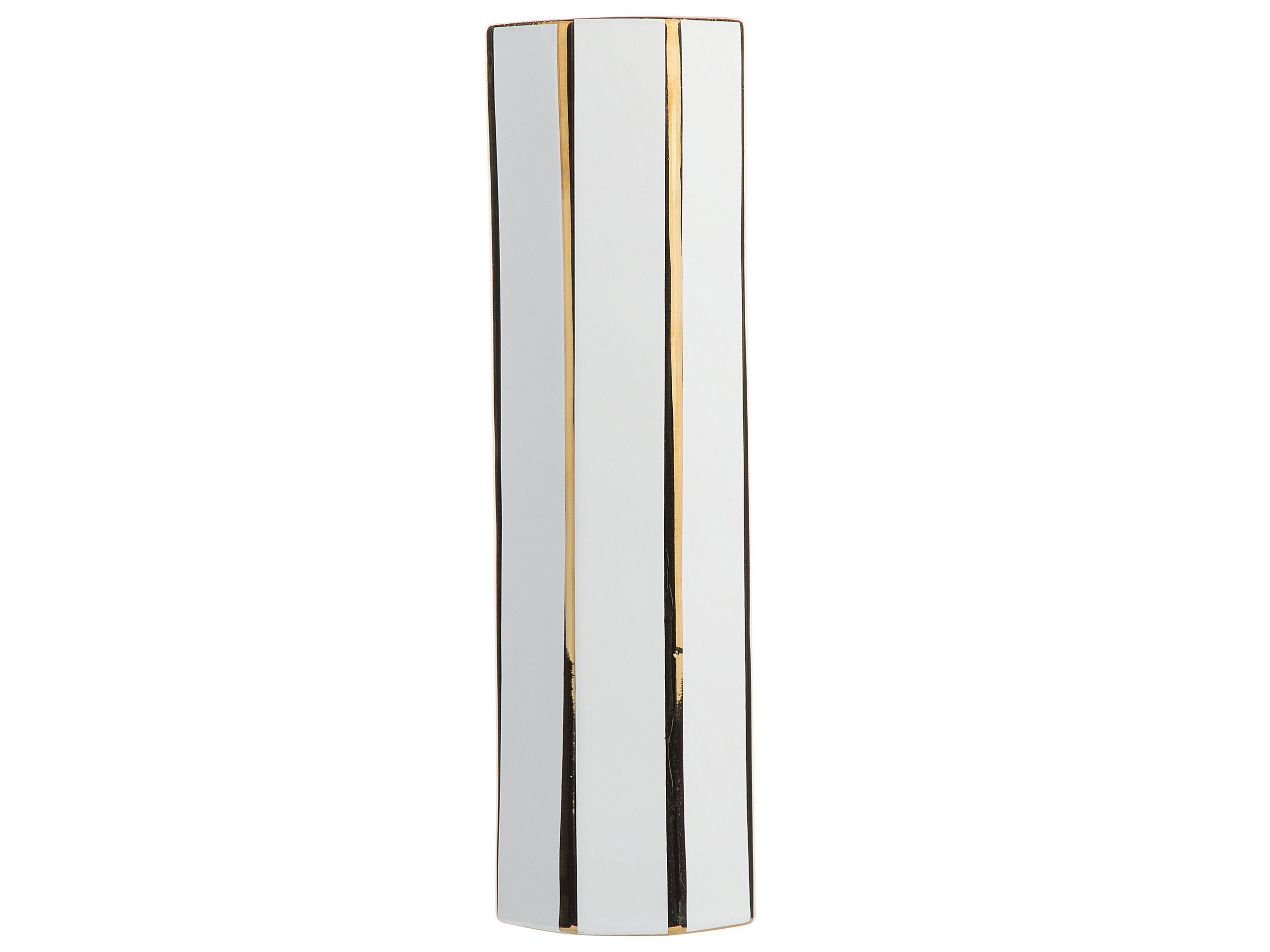 Ceramic Flower Vase 40 White Gold ESTELLA - Gemini Interiors