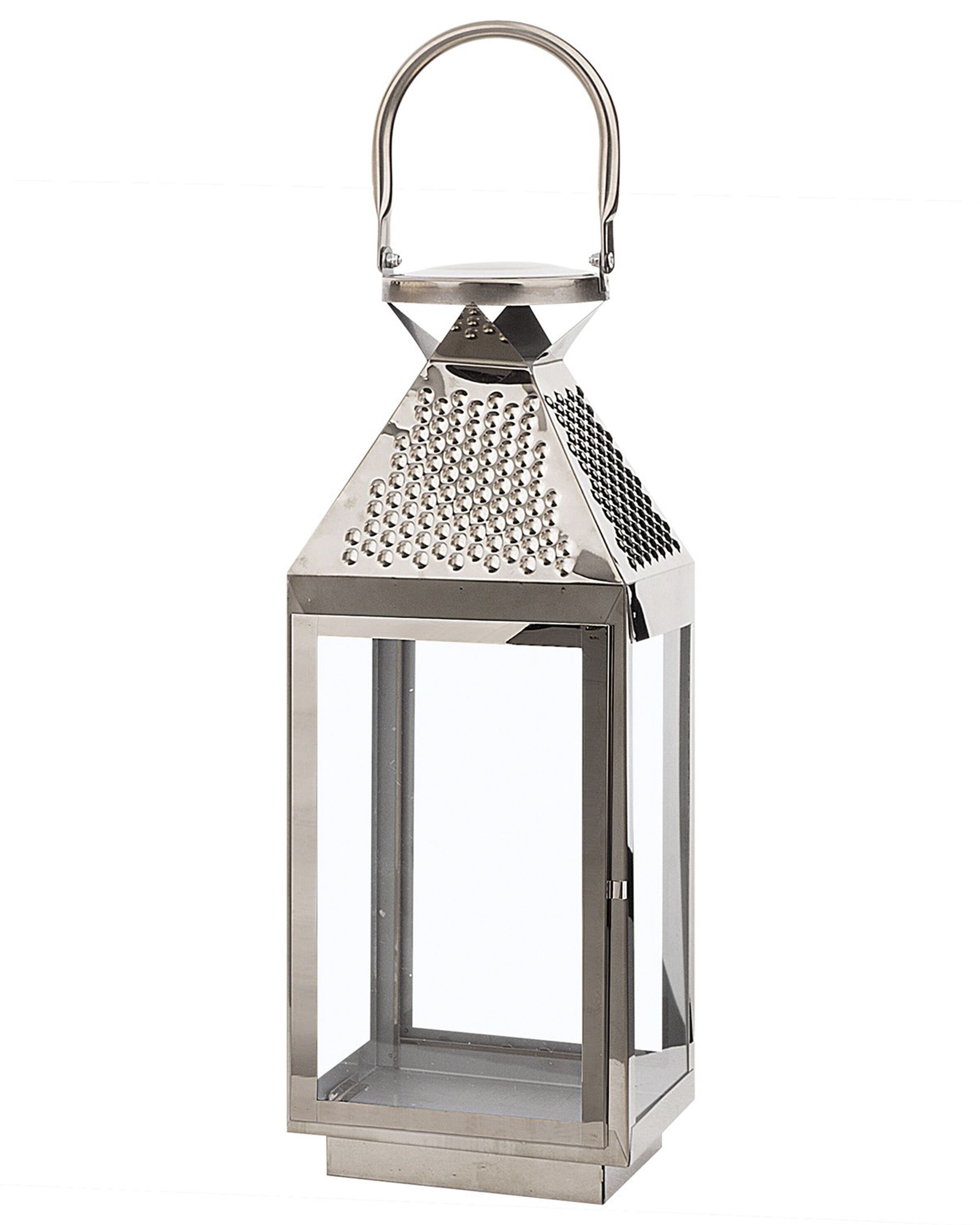 Steel Candle Lantern 40 cm Silver BALI - Gemini Interiors