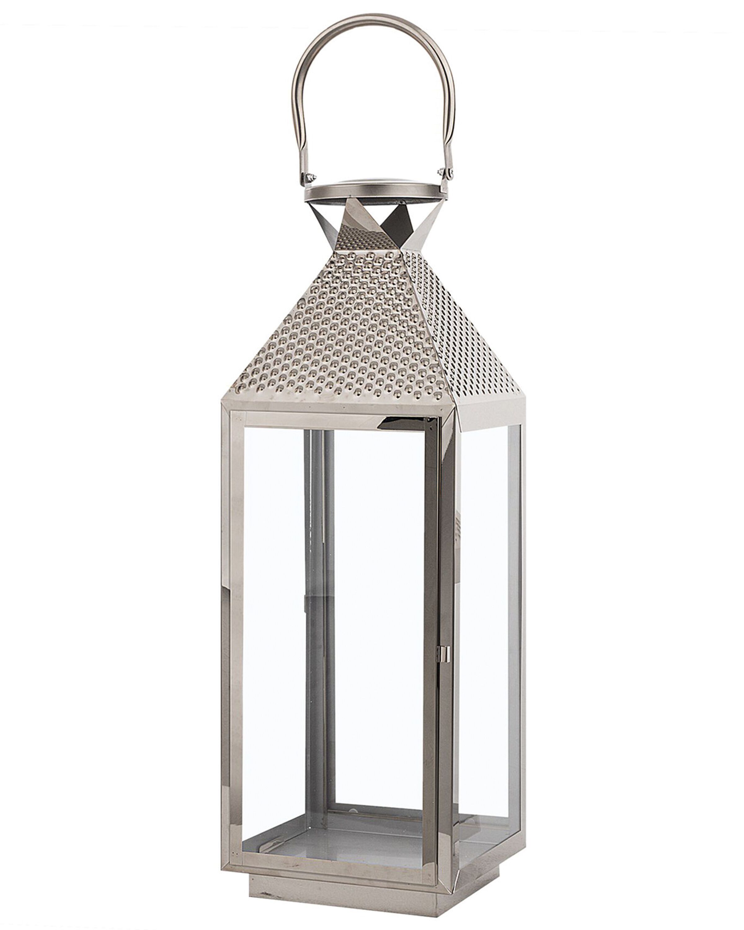 Steel Candle Lantern 55 cm Silver BALI - Gemini Interiors