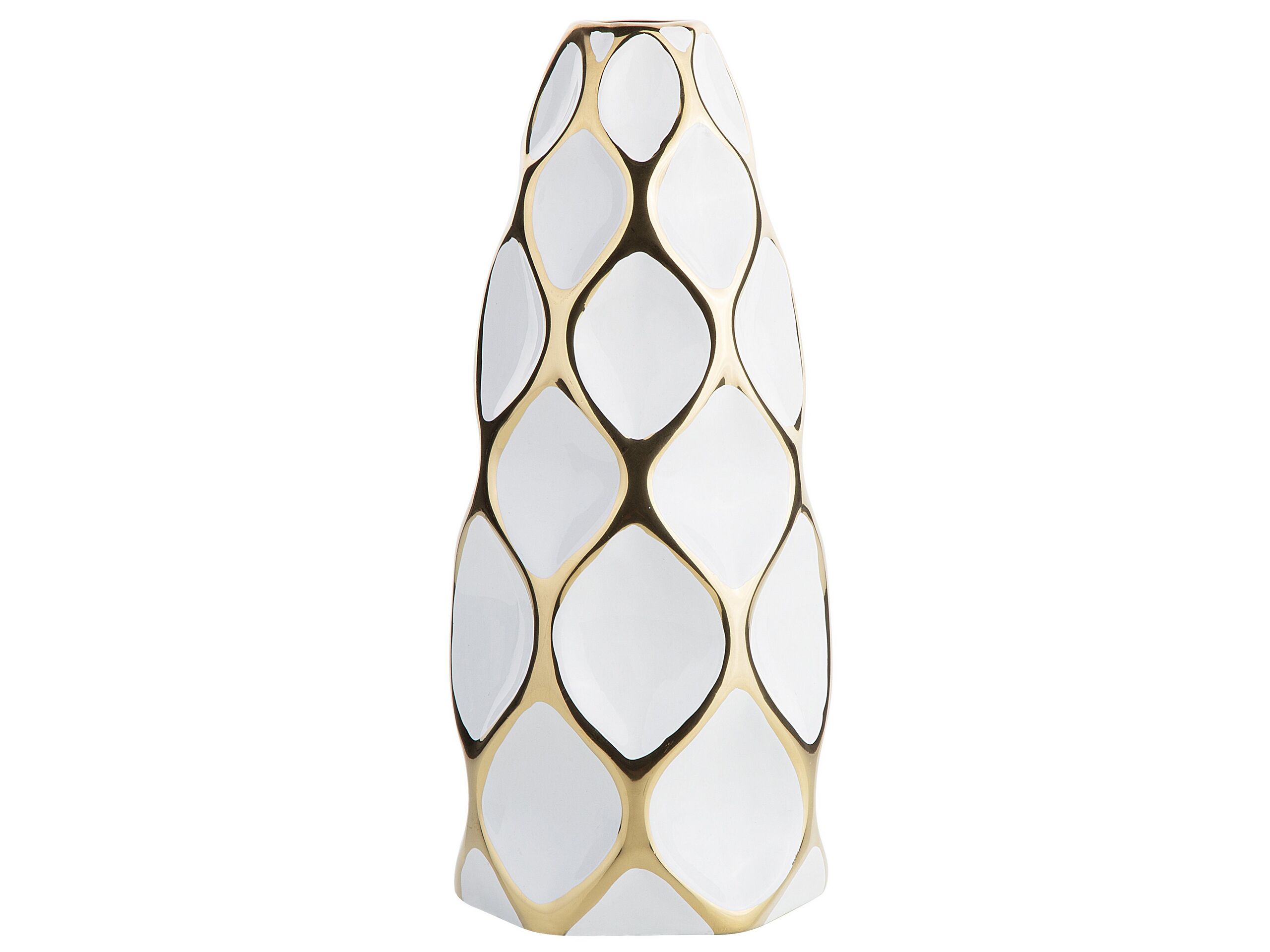 Stoneware Flower Vase 36 White Gold - Gemini Interiors