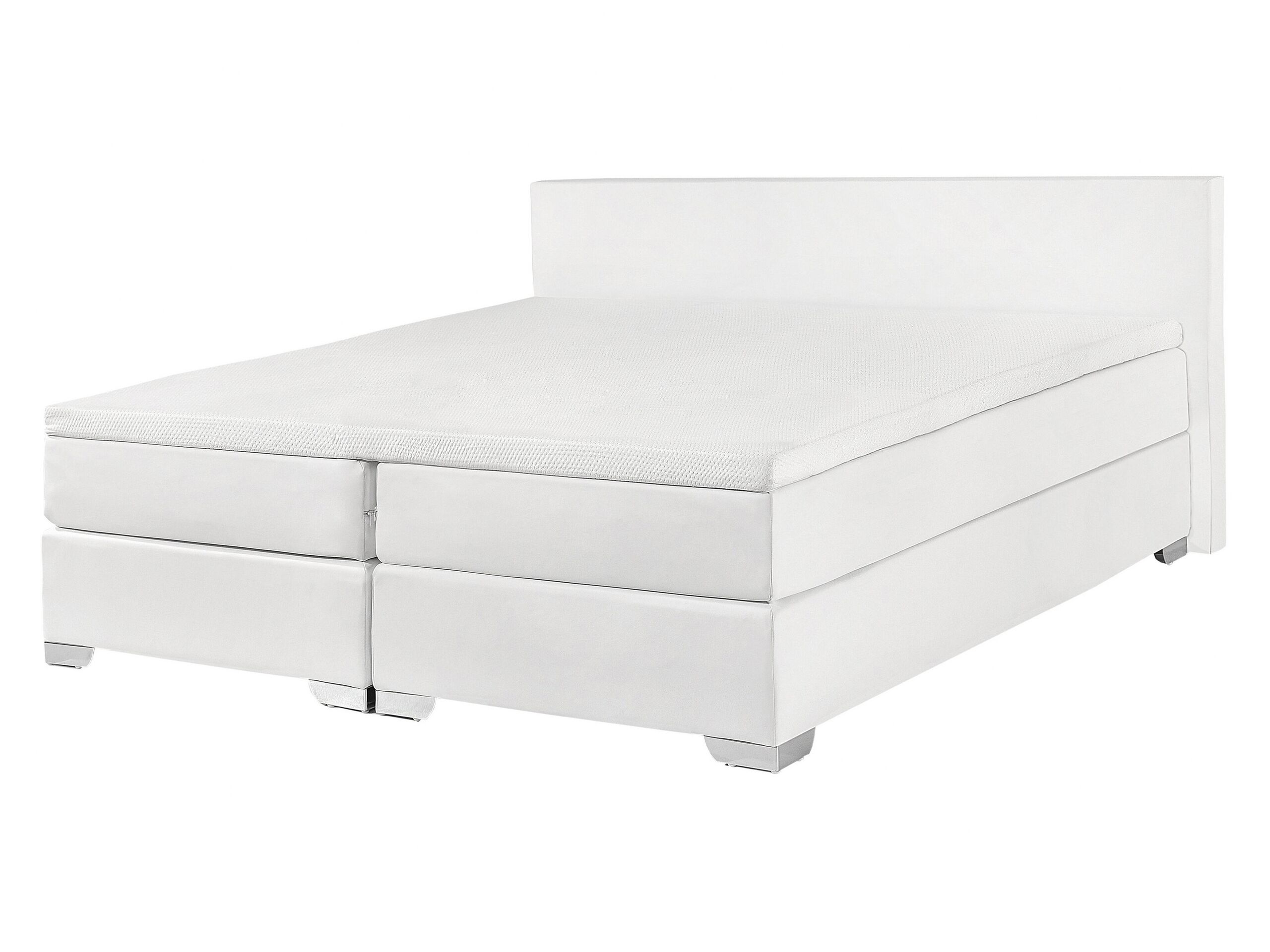 Faux Leather EU Double Divan Bed White PRESIDENT - Gemini Interiors