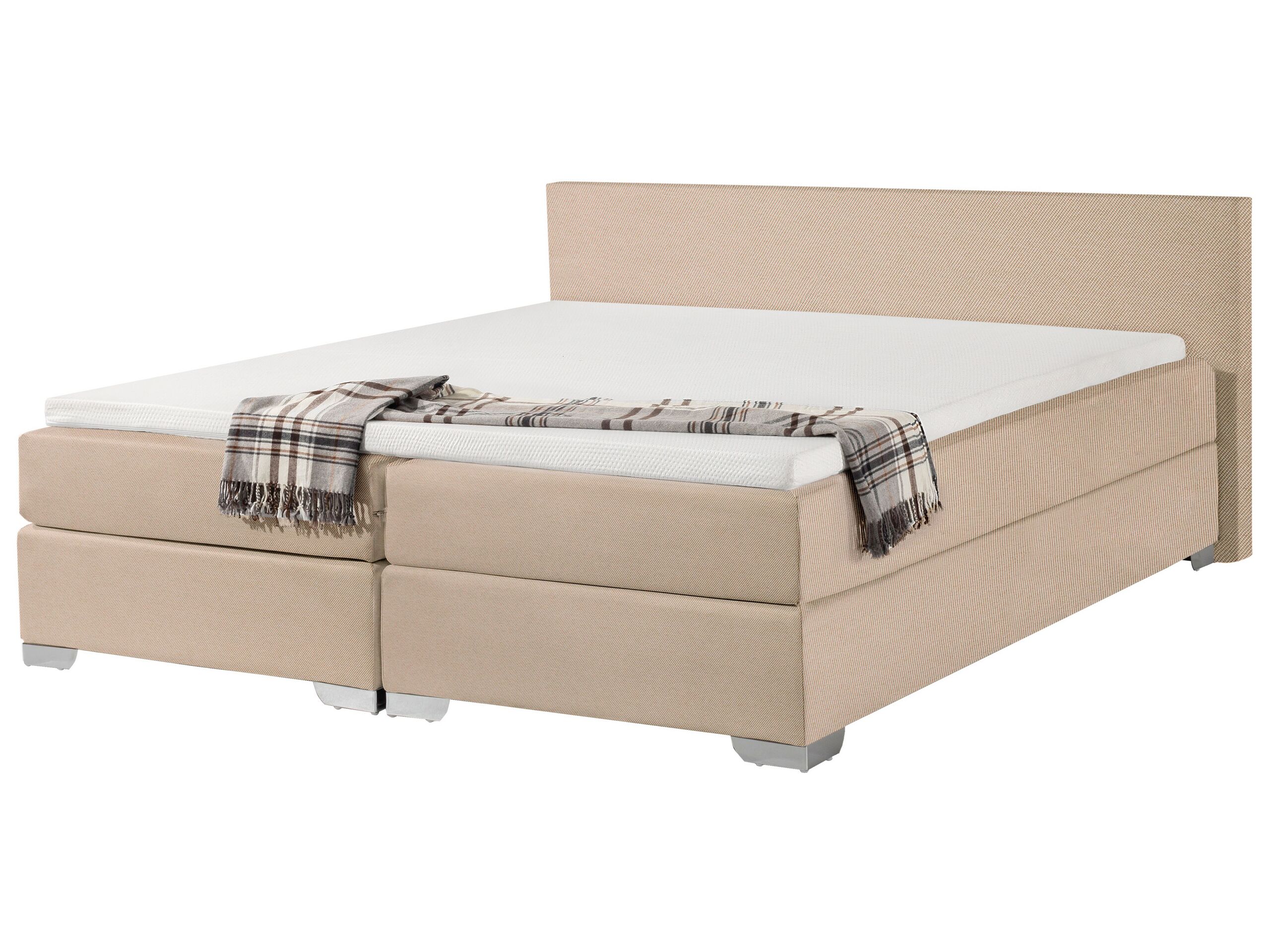 Fabric EU Super King Size Divan Bed Beige PRESIDENT - Gemini Interiors