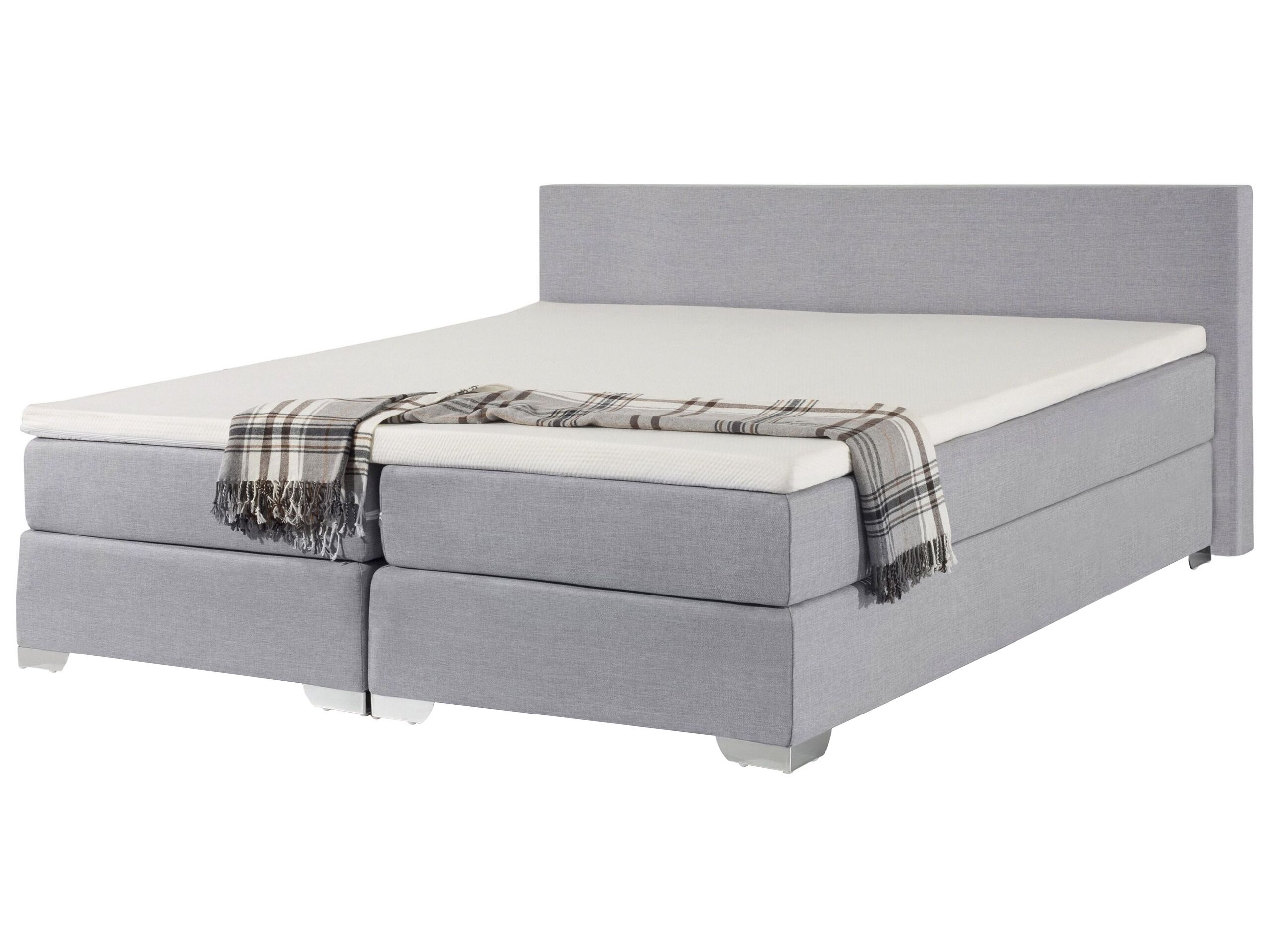 Fabric EU Super King Size Divan Bed Light Grey PRESIDENT - Gemini Interiors
