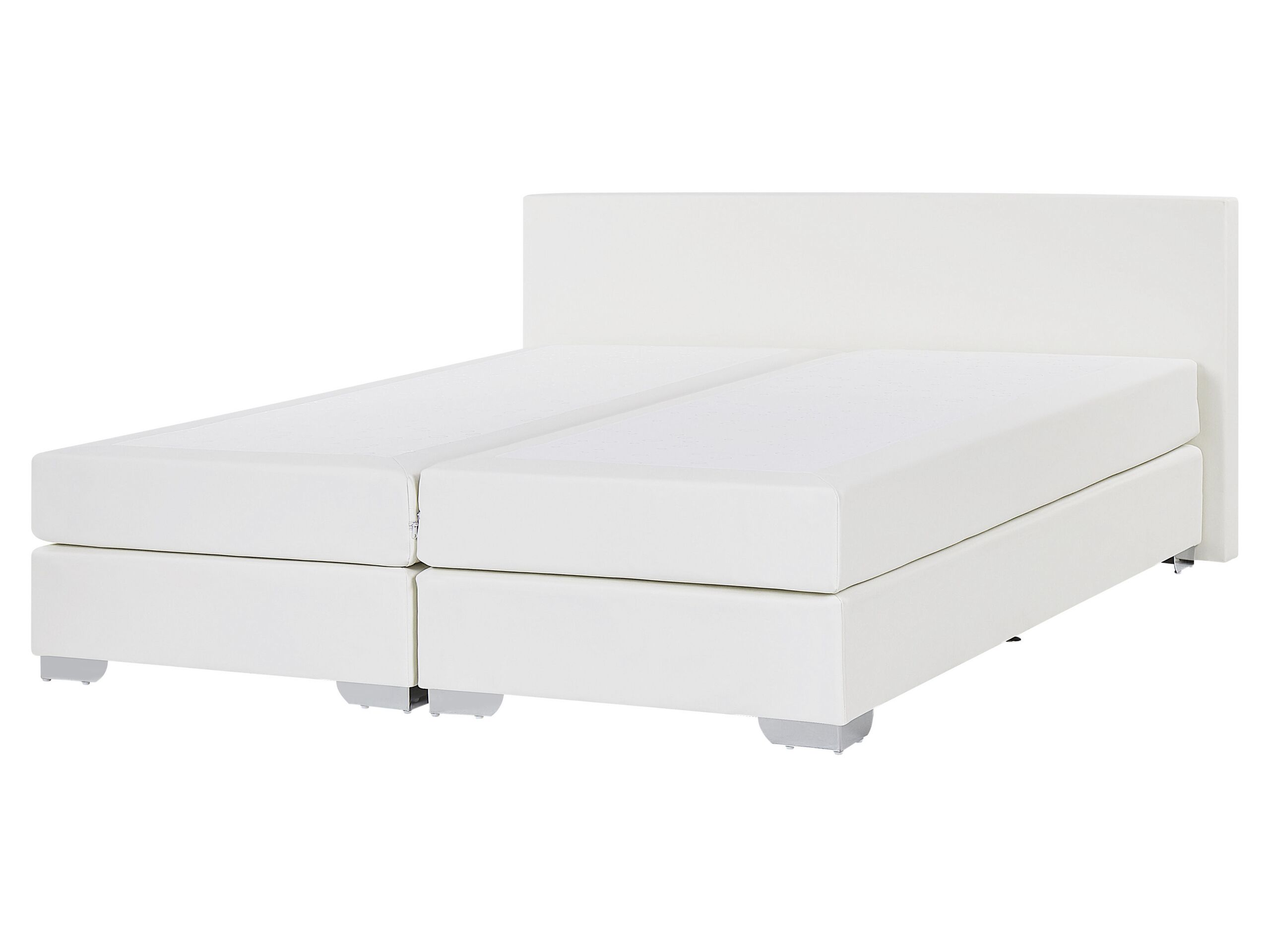 Faux Leather EU King Size Divan Bed White PRESIDENT - Gemini Interiors