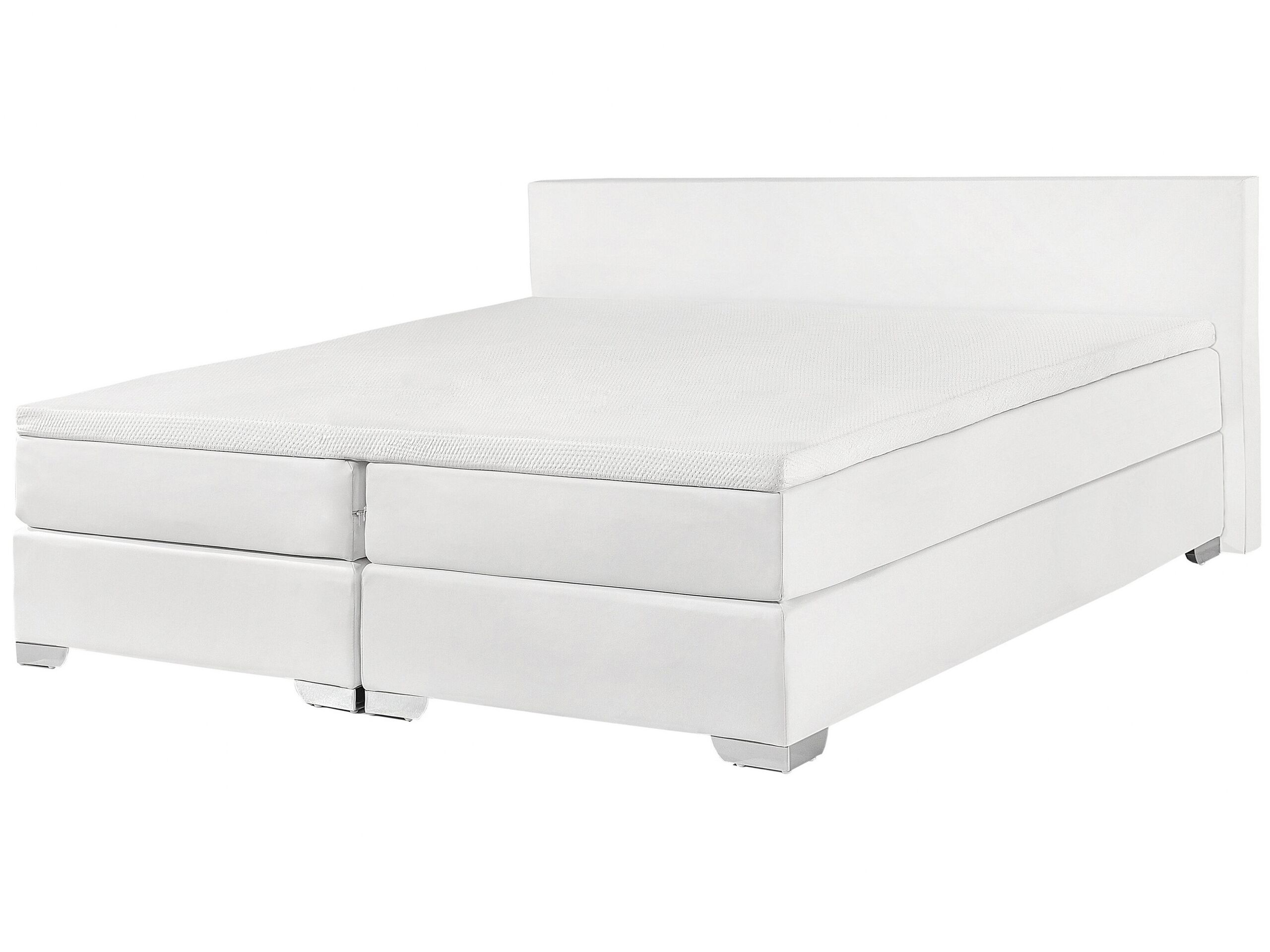 Faux Leather EU Super King Size Divan Bed White PRESIDENT - Gemini Interiors