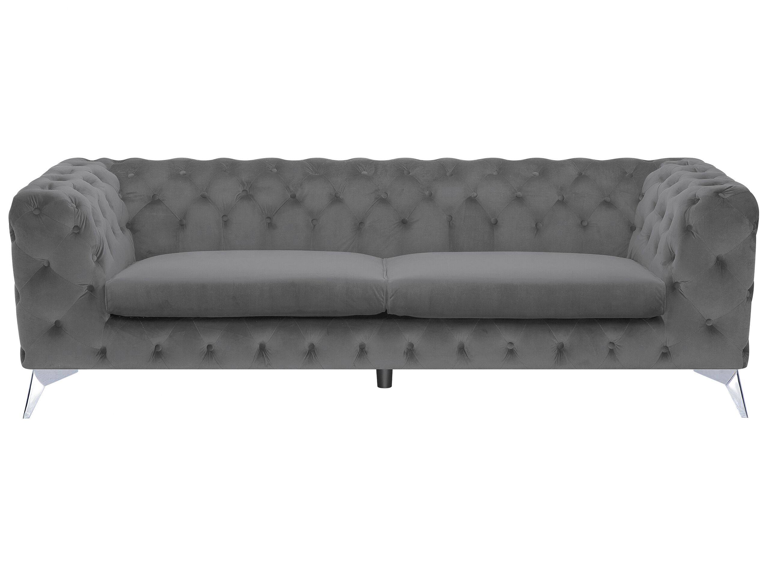 3 Seater Velvet Fabric Sofa Grey SOTRA - Gemini Interiors