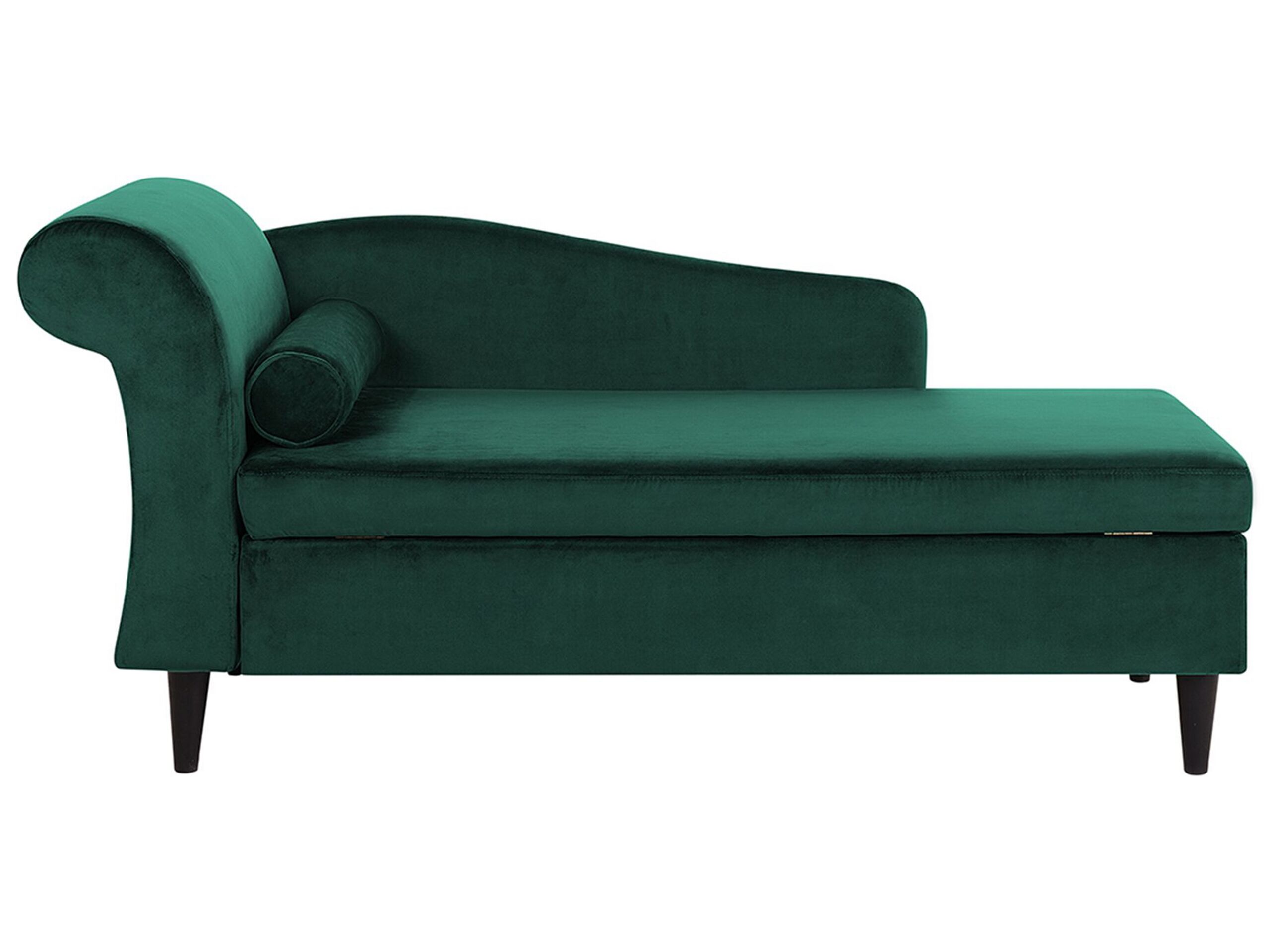 Left Hand Velvet Chaise Lounge Emerald Green LUIRO - Gemini Interiors