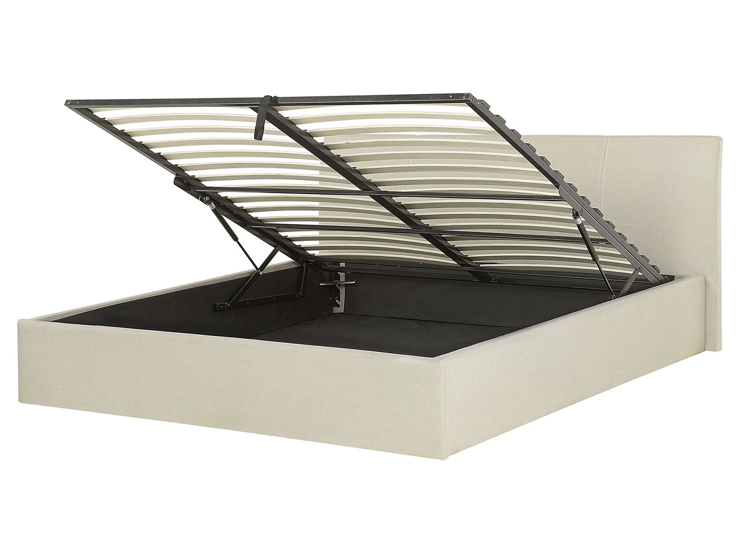 Fabric EU King Size Ottoman Bed Beige ORBEY - Gemini Interiors