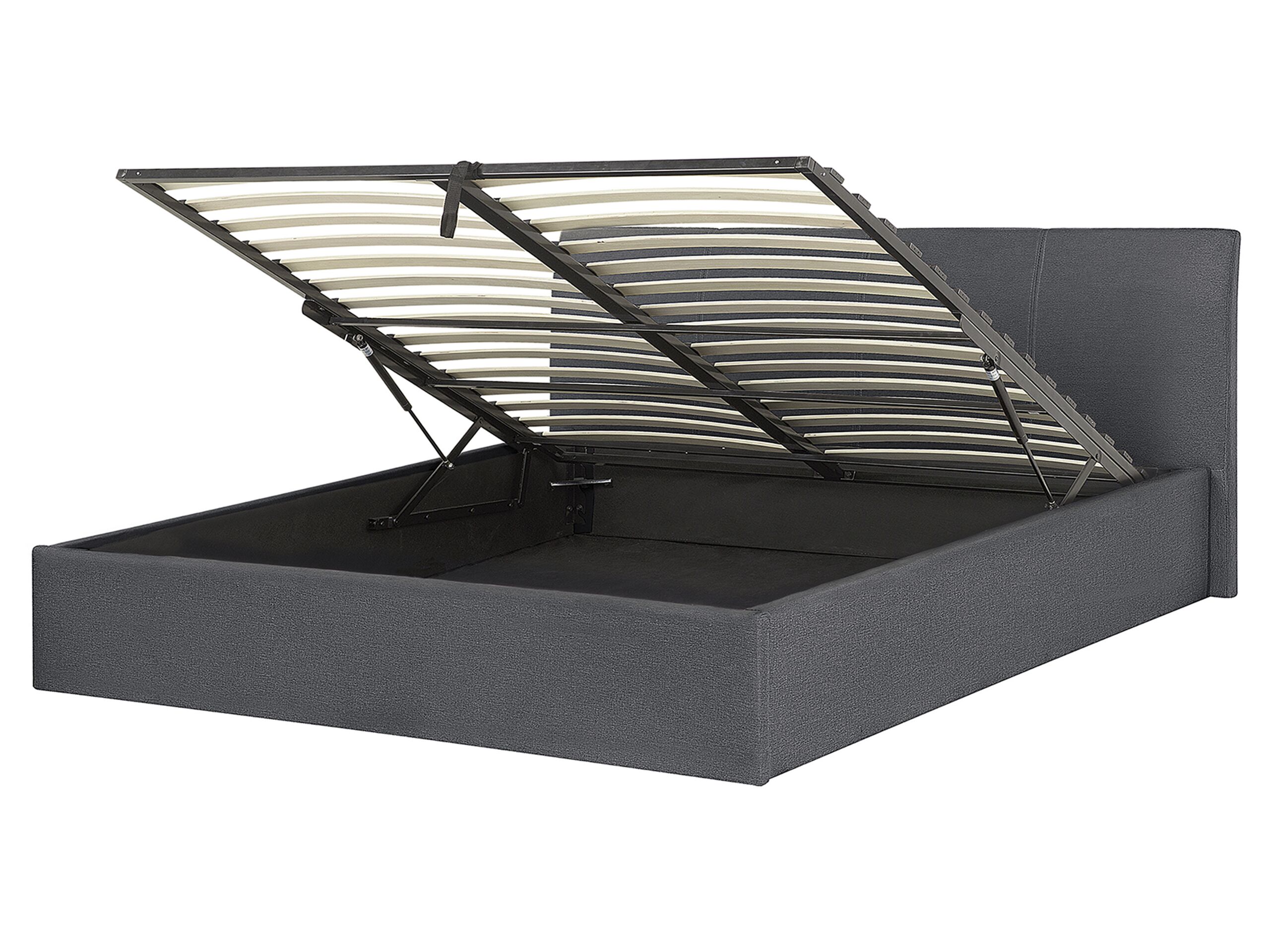Fabric EU King Size Ottoman Bed Grey ORBEY - Gemini Interiors