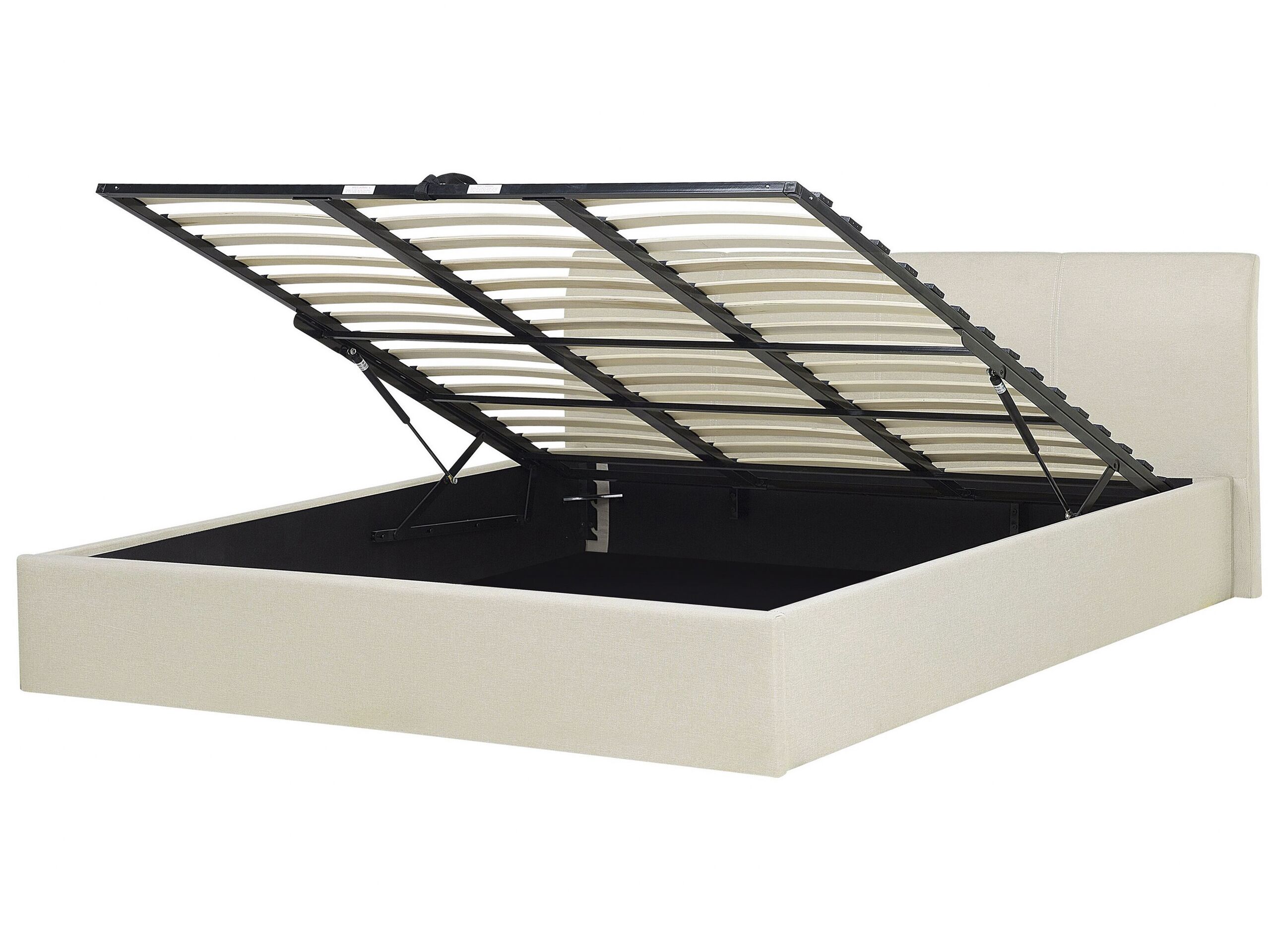 Fabric EU Super King Size Ottoman Bed Beige ORBEY - Gemini Interiors
