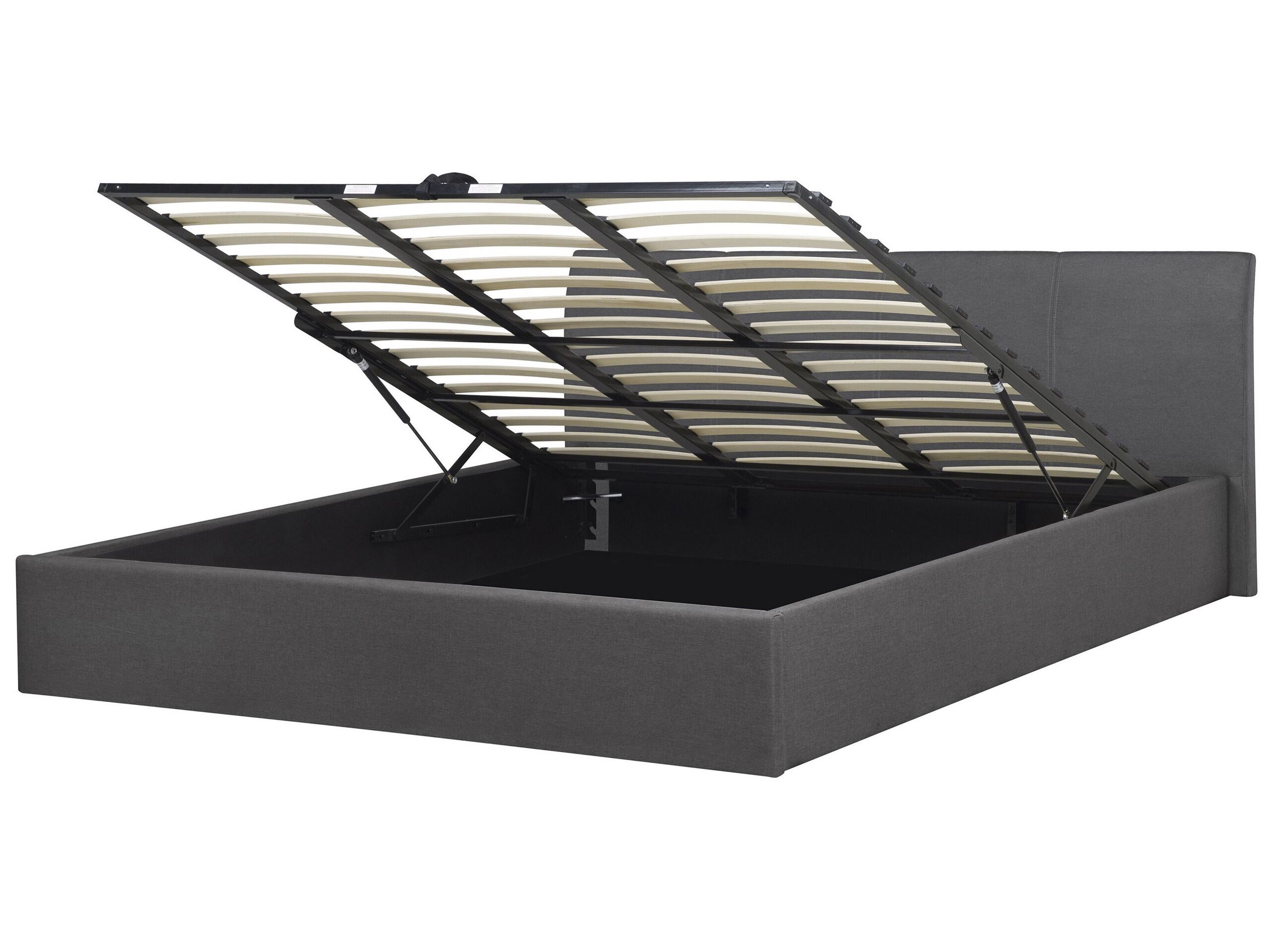 Fabric EU Super King Size Ottoman Bed Grey ORBEY - Gemini Interiors