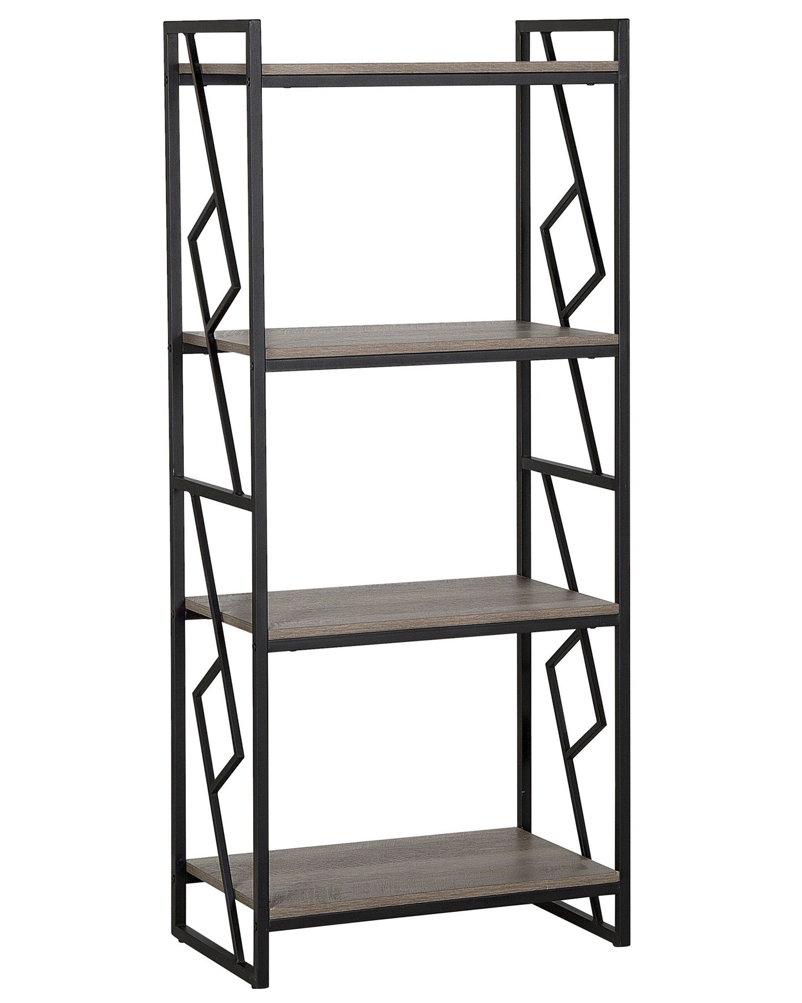 4 Tier Bookshelf Dark Wood and Black FORRES - Gemini Interiors
