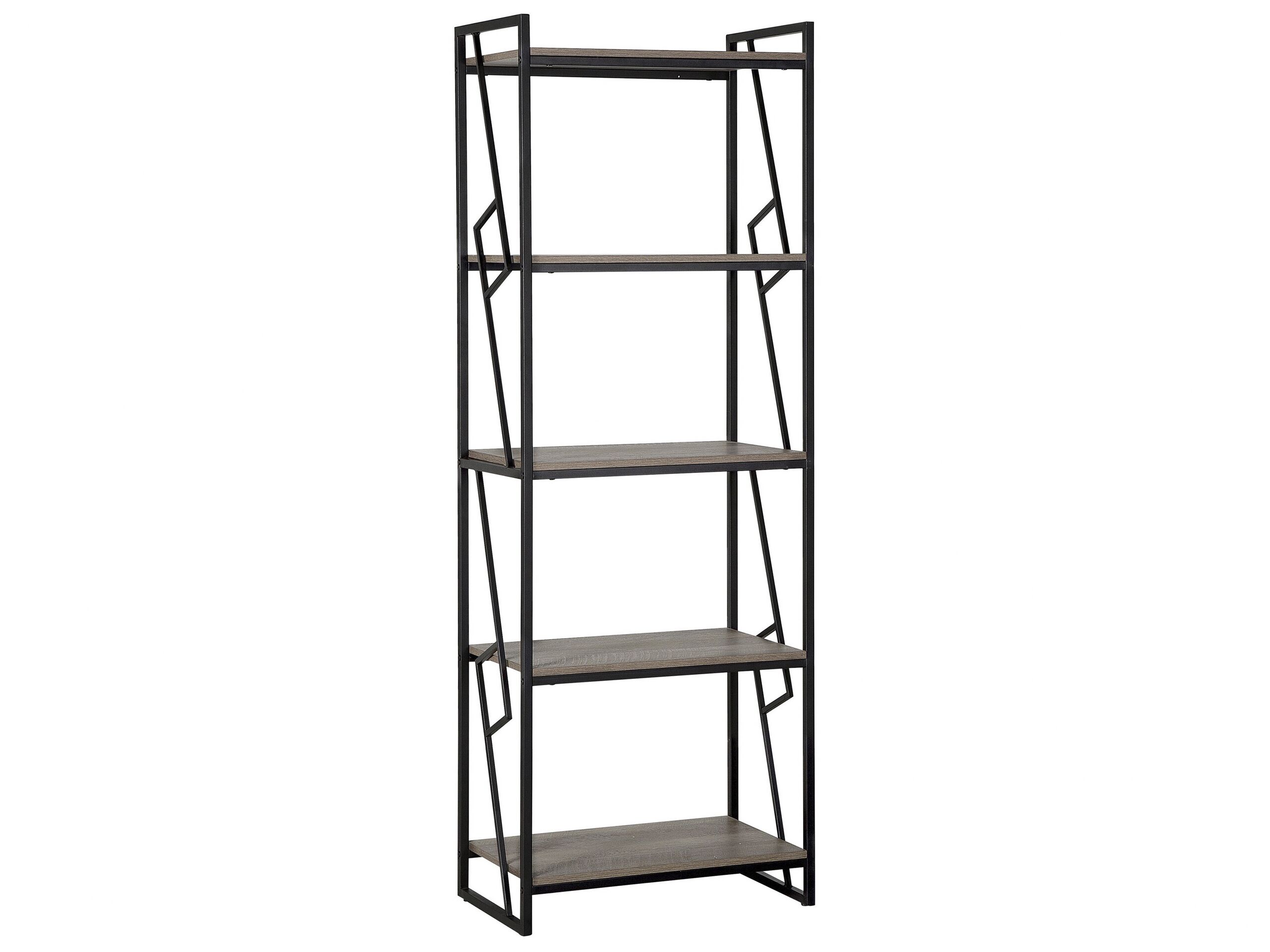 5 Tier Bookshelf Dark Wood and Black FORRES - Gemini Interiors