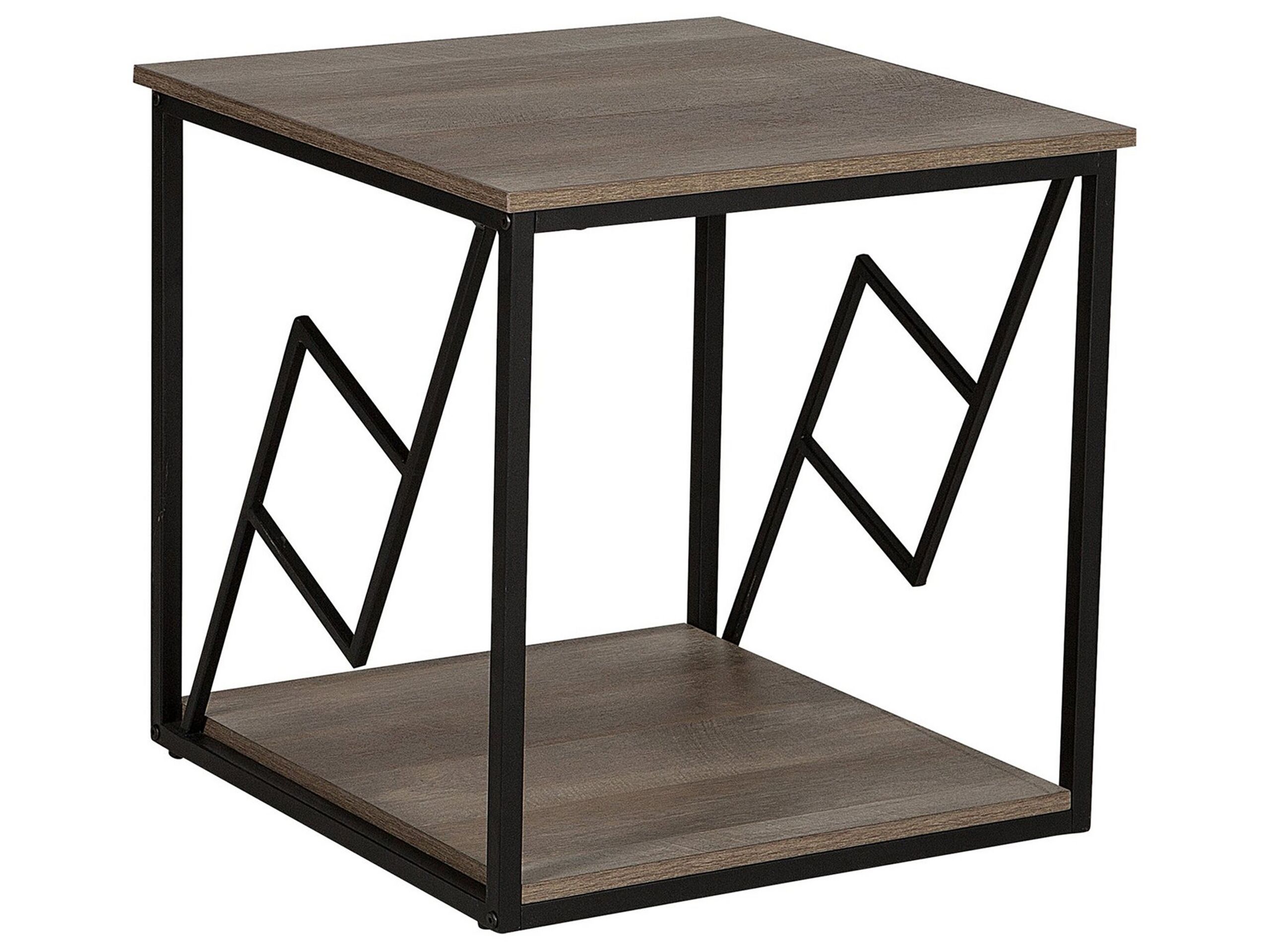 Side Table Dark Wood and Black FORRES - Gemini Interiors