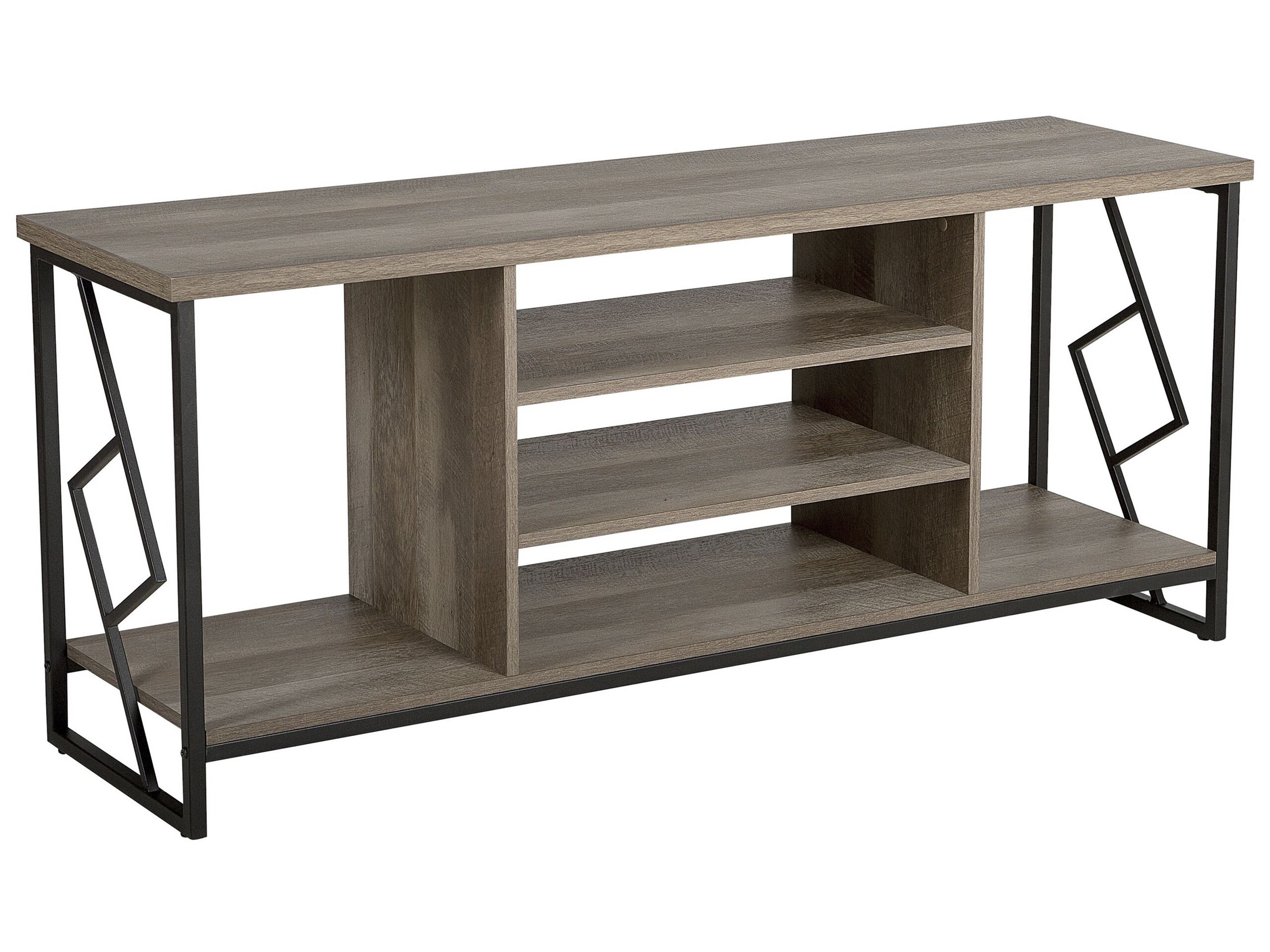 TV Stand Dark Wood and Black FORRES - Gemini Interiors