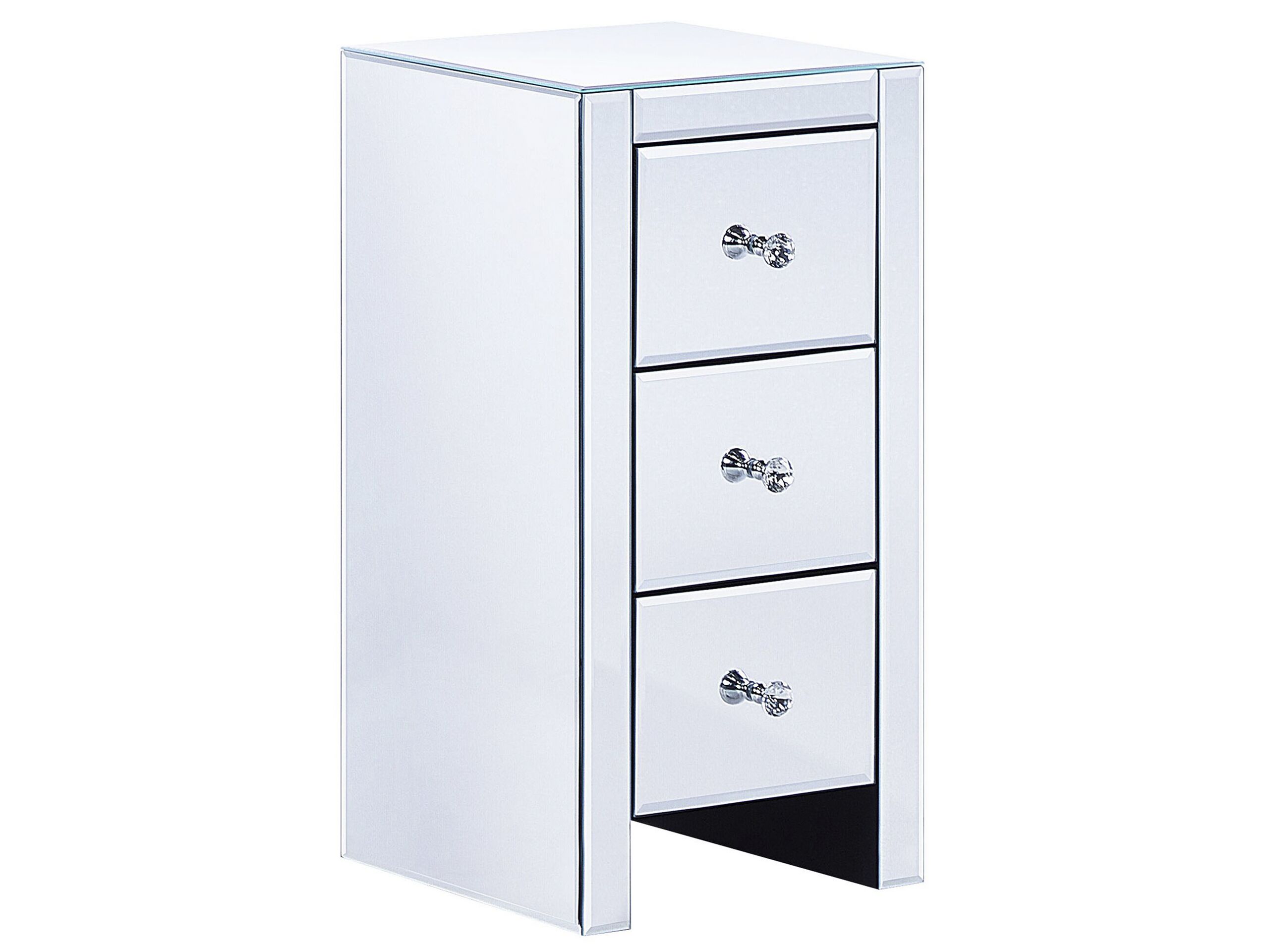 NOVA Silver Chest of Drawers - Tallboy, Small-sized, 3 Drawers, Mirrored, Ready Assembled - Gemini Interiors