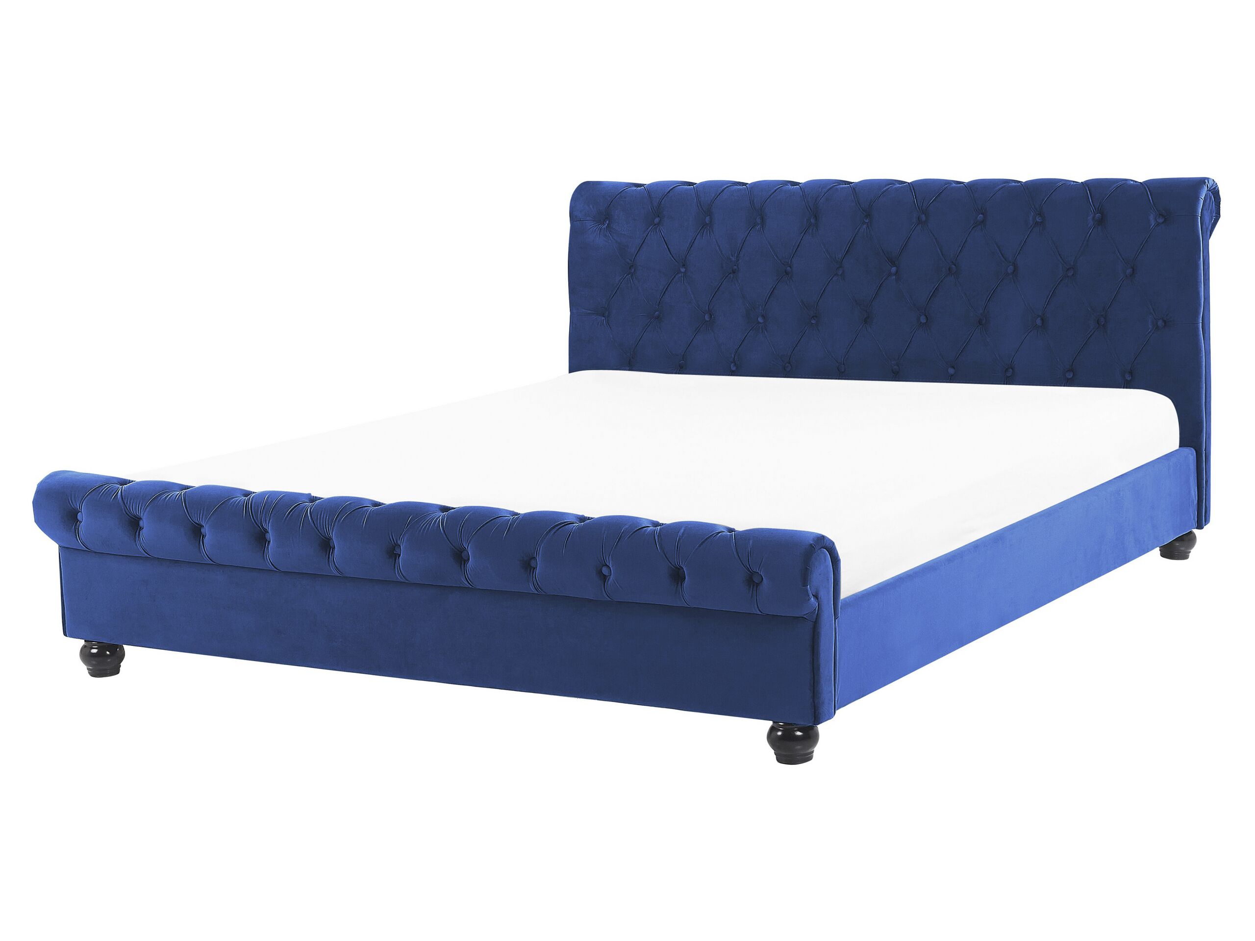 Velvet EU King Size Bed Blue AVALLON - Gemini Interiors