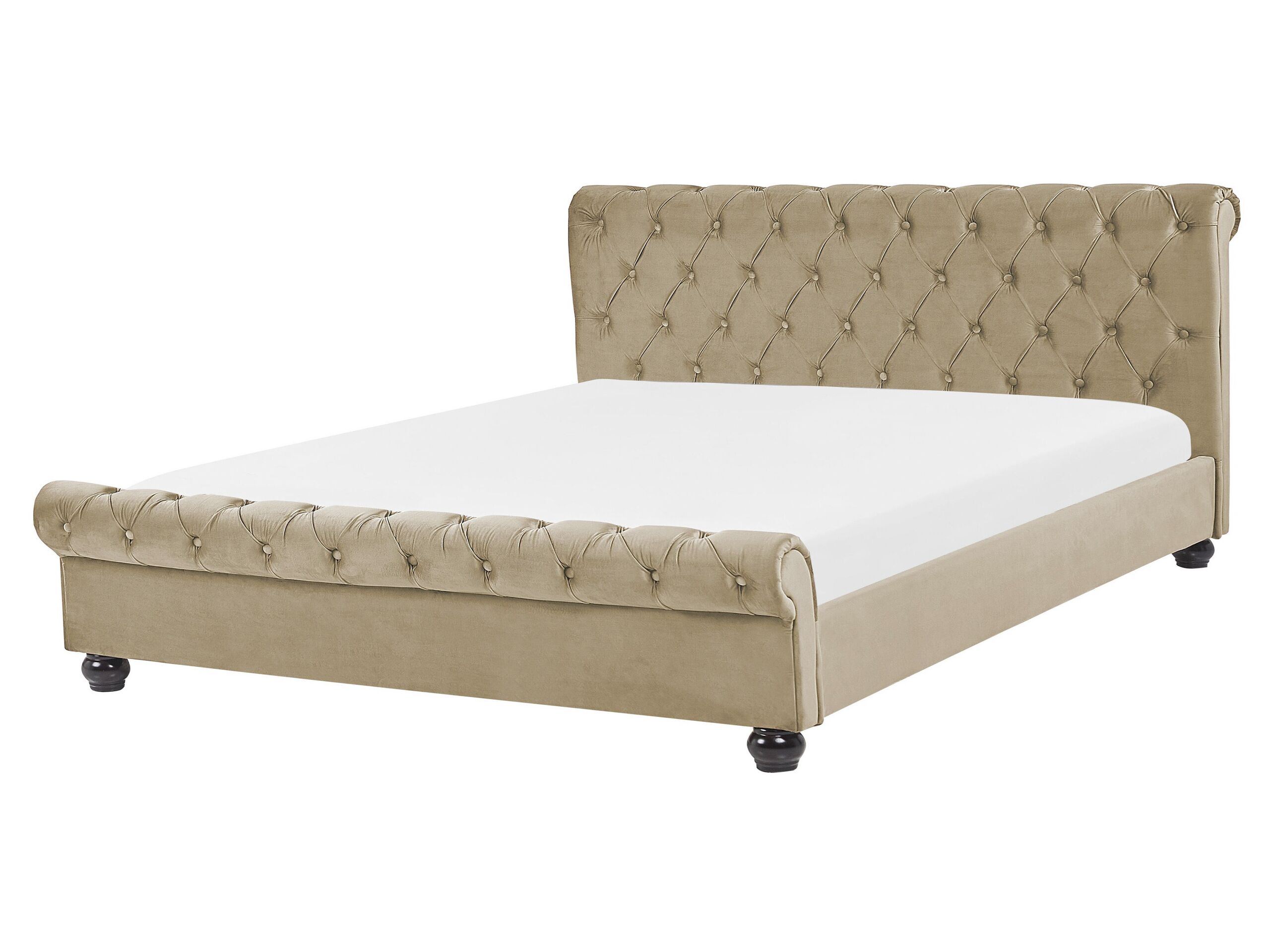 Velvet EU King Size Bed Beige AVALLON - Gemini Interiors