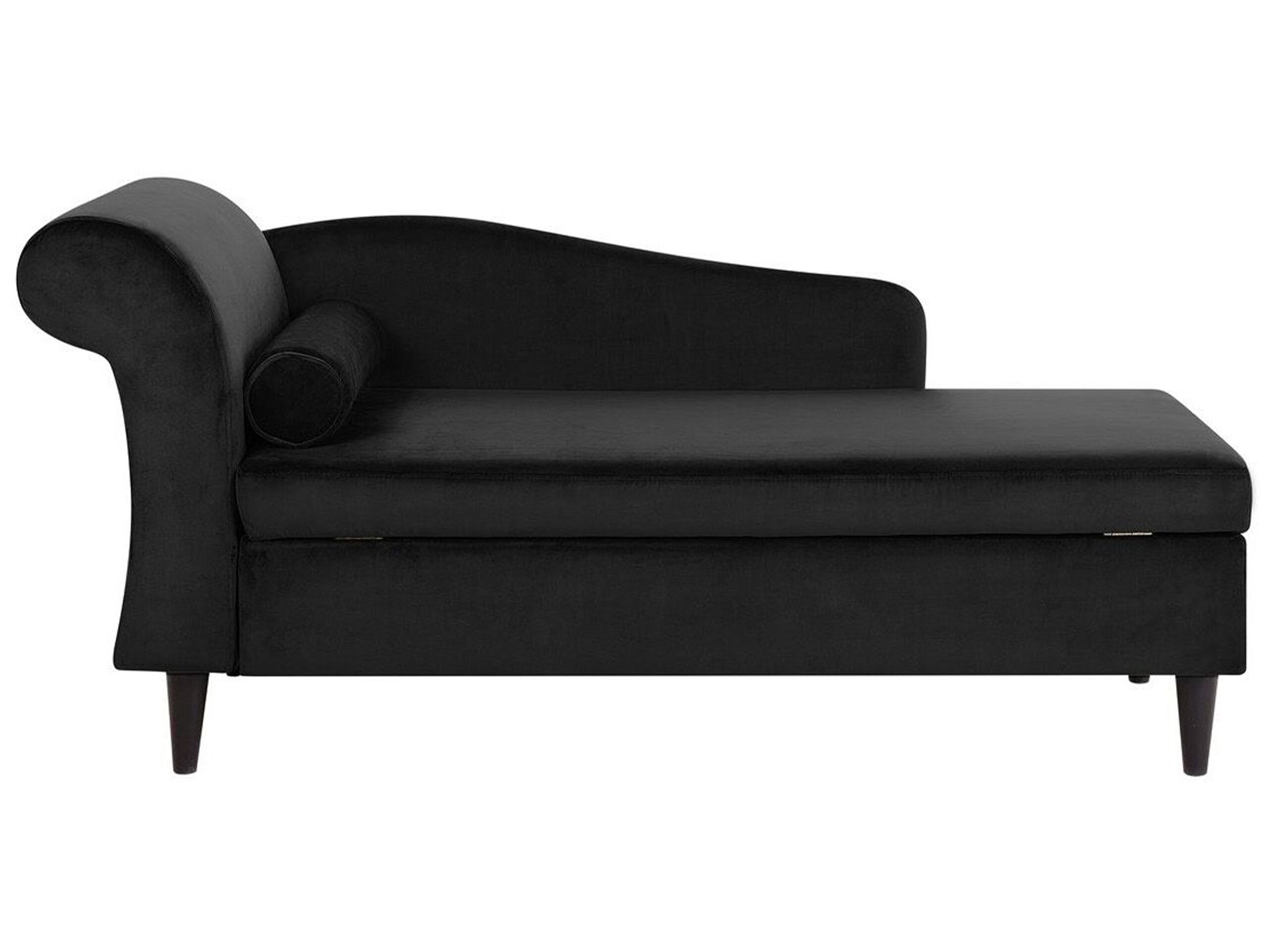 Left Hand Velvet Chaise Lounge Black LUIRO - Gemini Interiors
