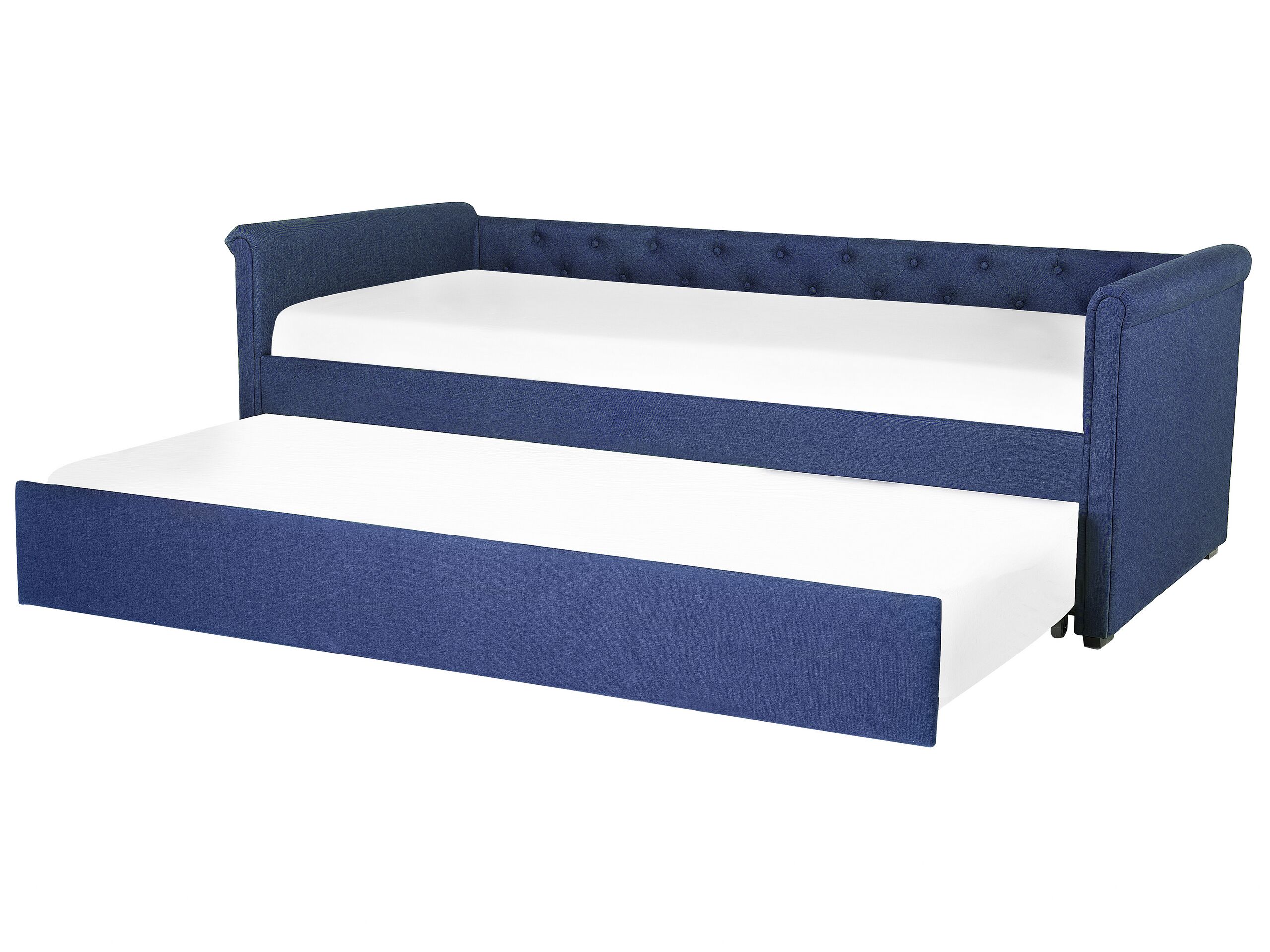 Fabric EU Single Trundle Bed Blue LIBOURNE - Gemini Interiors