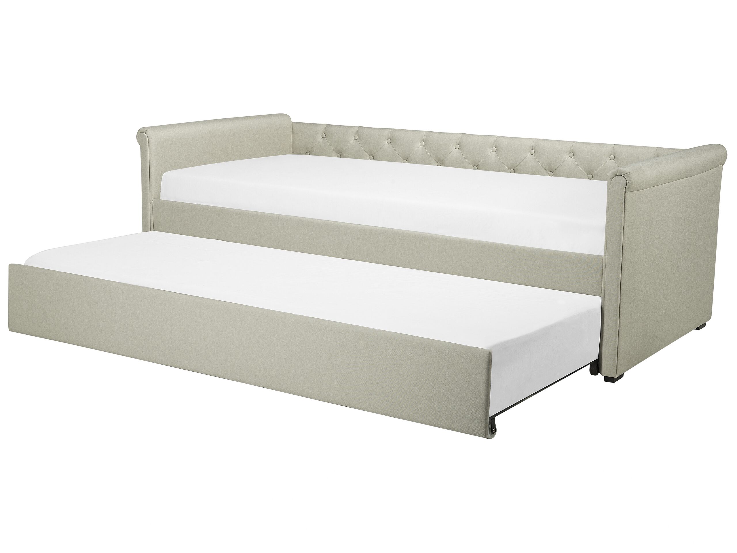 Fabric EU Single Trundle Bed Beige LIBOURNE - Gemini Interiors