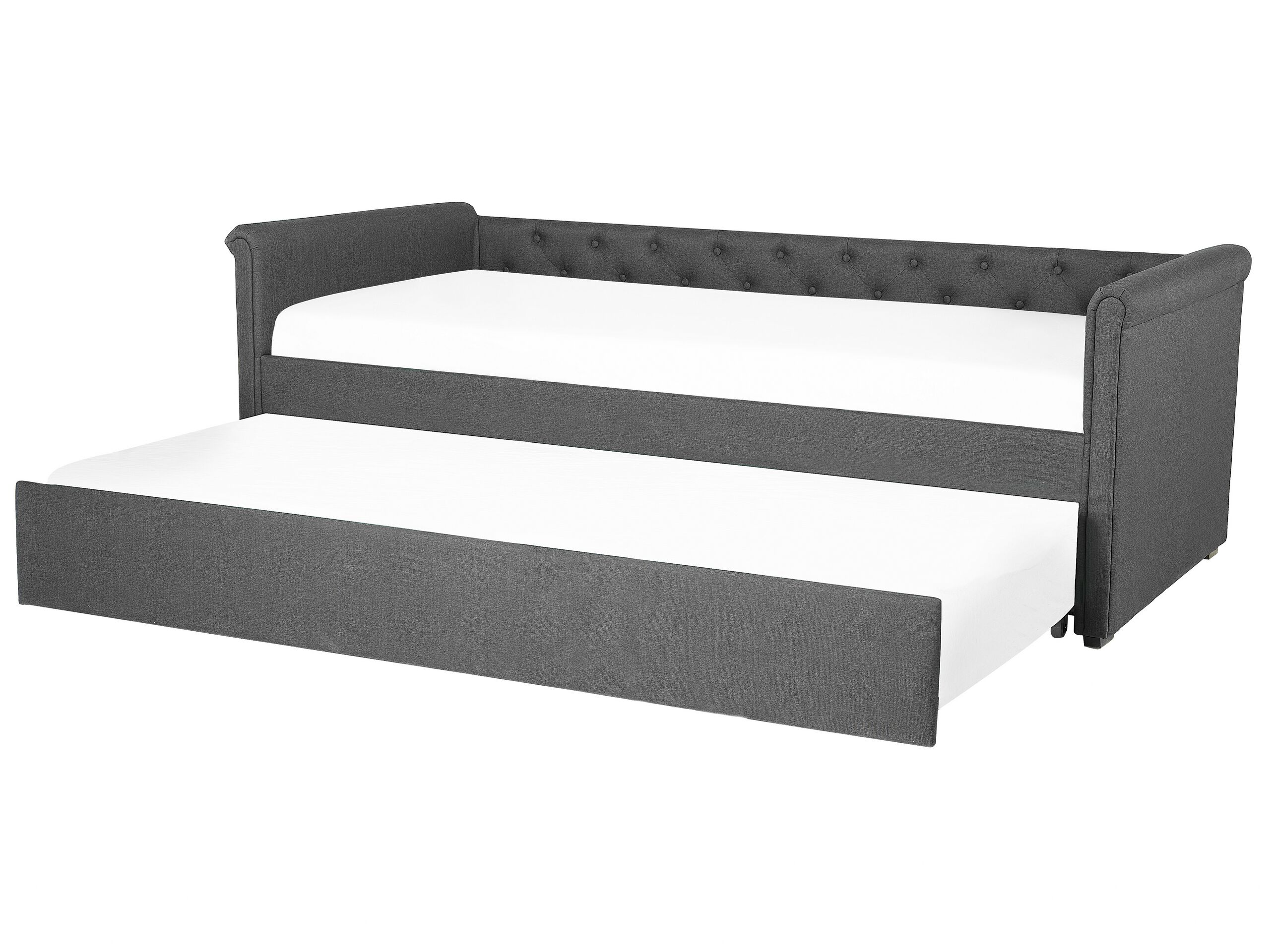 Fabric EU Single Trundle Bed Grey LIBOURNE - Gemini Interiors