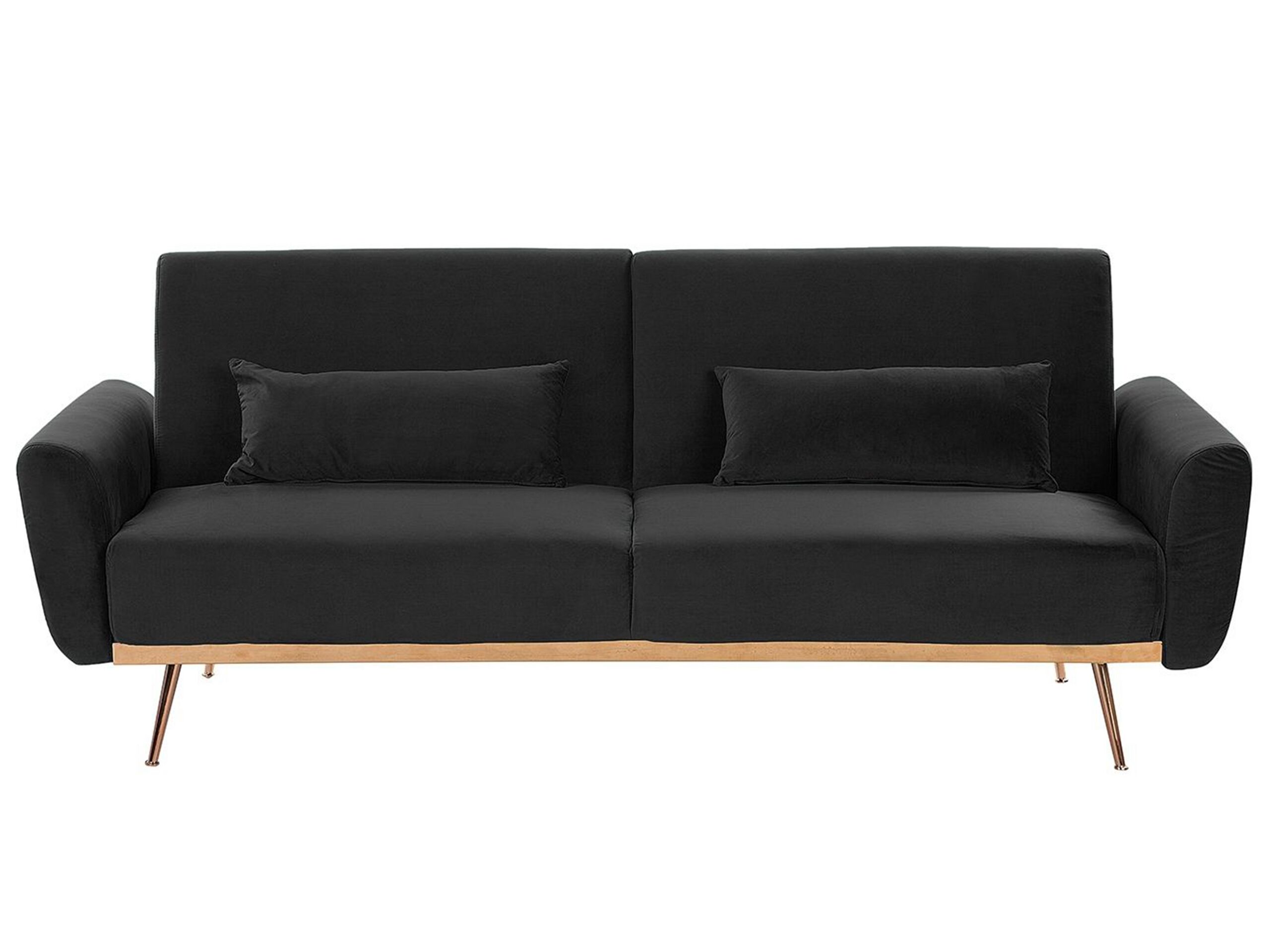 Velvet Sofa Bed Black EINA - Gemini Interiors