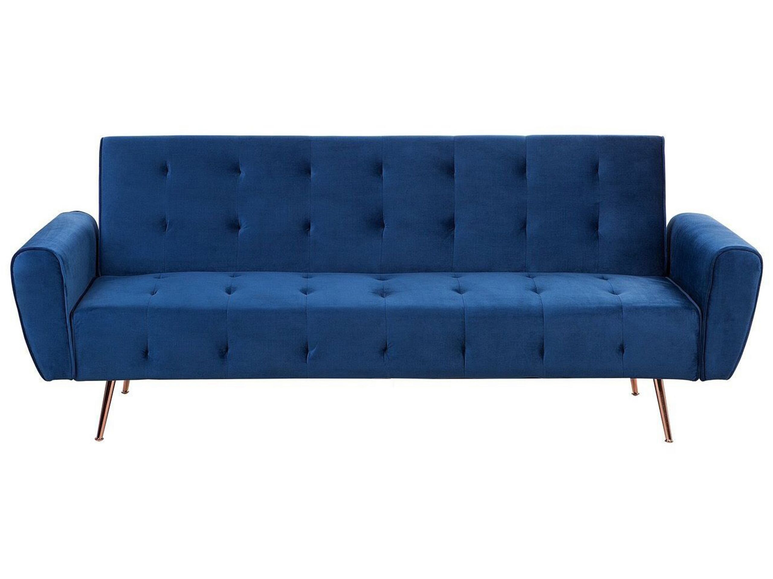 Velvet Sofa Bed Blue SELNES - Gemini Interiors