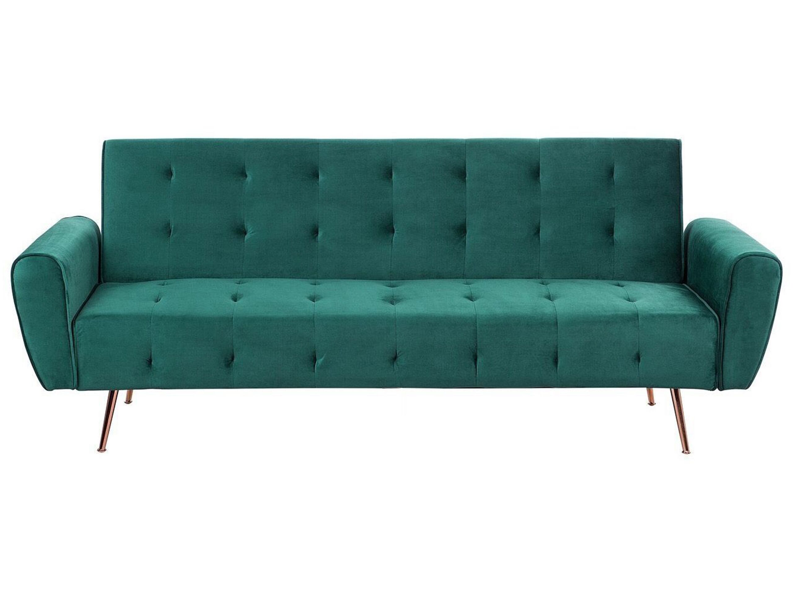 Velvet Sofa Bed Green SELNES - Gemini Interiors
